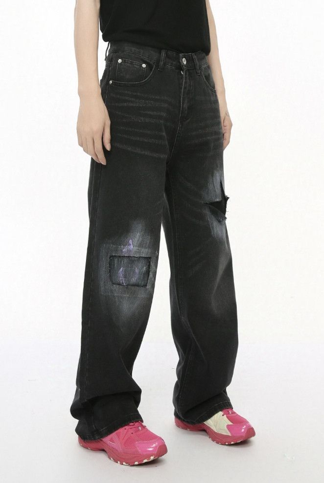 Jean × Vintage Patch Piercing Design Jeans Size US 28 / EU 44 - 2 Thumbnail