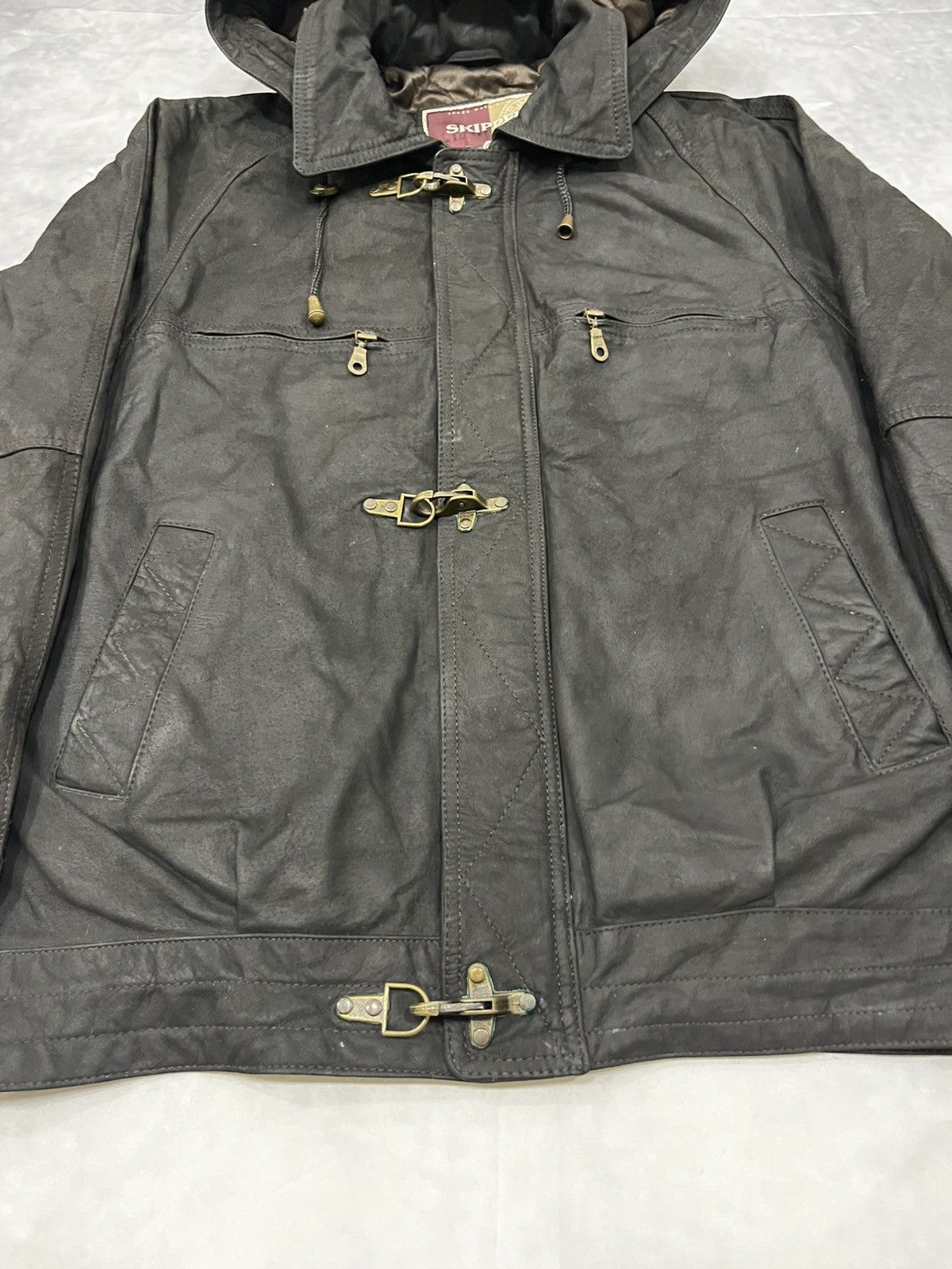 Vintage Skipper Vintage Leather Waxed Metal Lockers Fireman Jacket Size US M / EU 48-50 / 2 - 5 Thumbnail