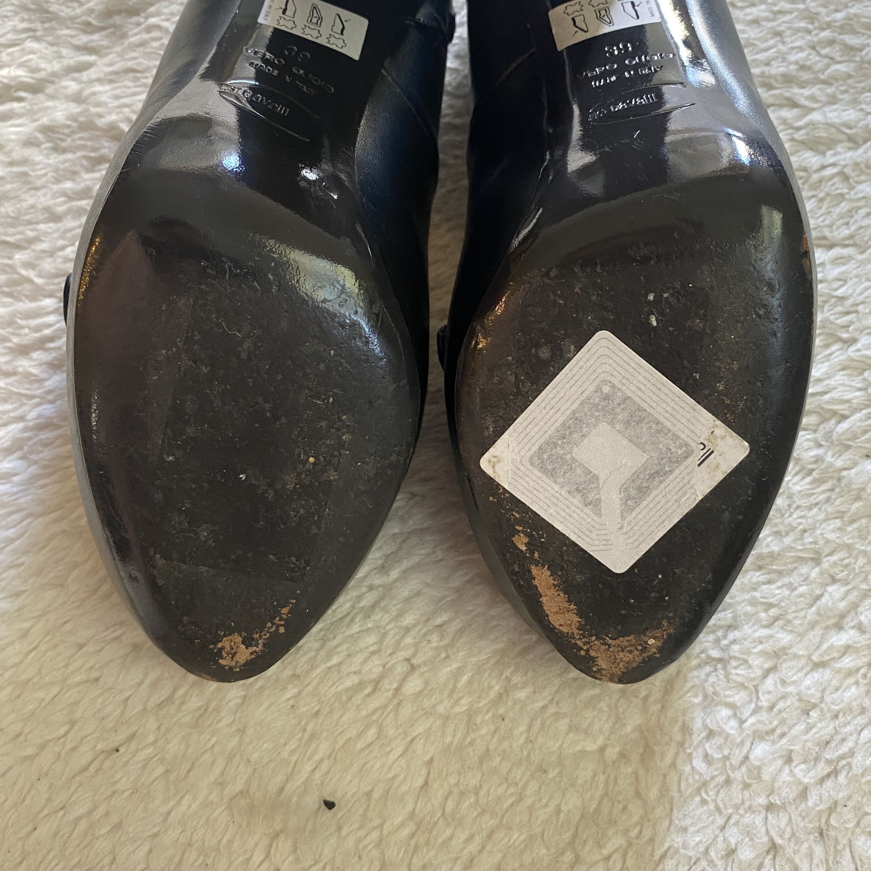 Just Cavalli Vintage JUST CAVALLI Black Leather Platform Heels Size US 8.5 / IT 38.5 - 8 Thumbnail