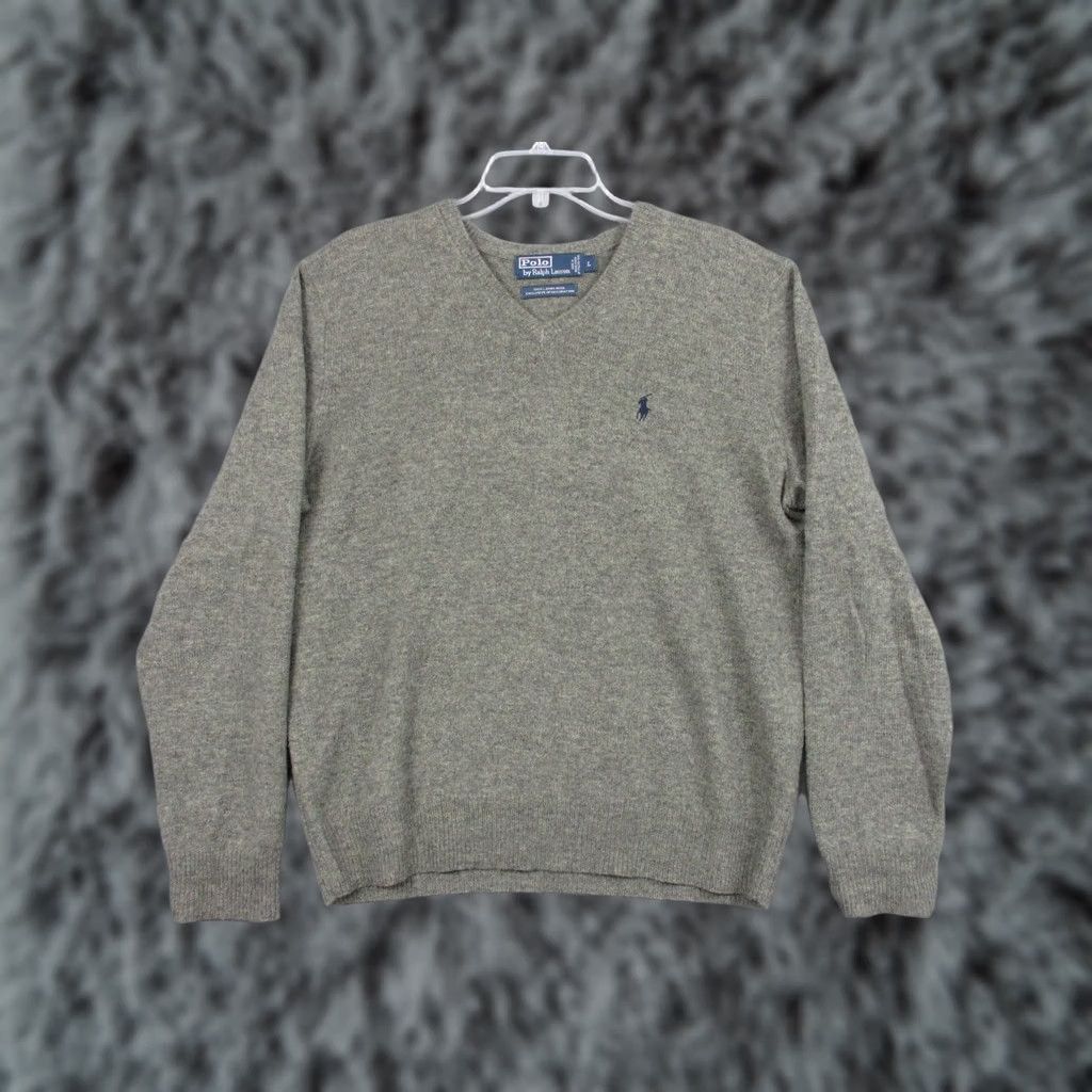 Polo Ralph Lauren Polo by Ralph Lauren Sweater Mens Large Gray V-Neck Lambswool Knit Pony Logo Size US L / EU 52-54 / 3 - 1 Thumbnail