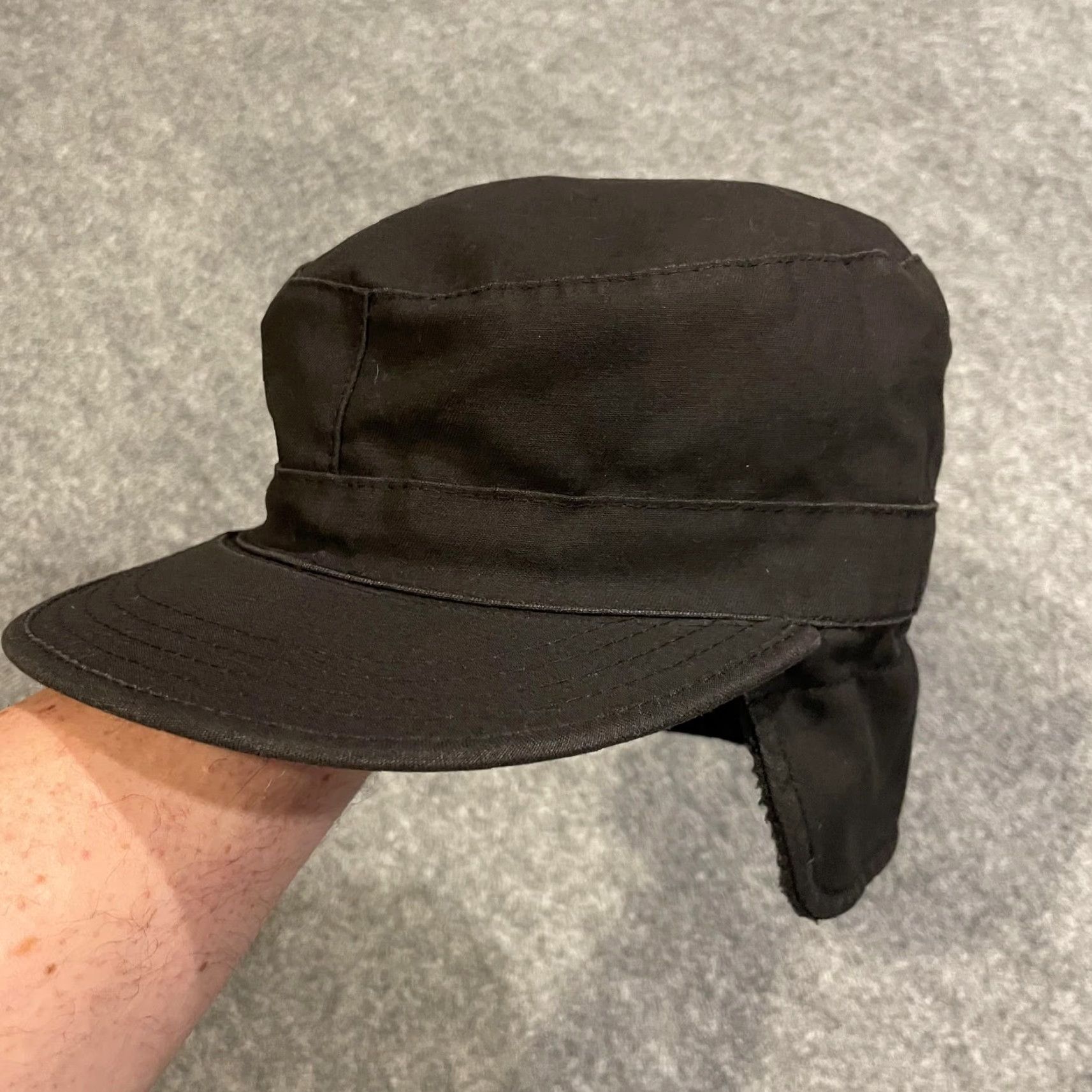 Vintage VINTAGE Combat BDU Winter Hat Fitted Mens 7 1/4 Black Army Cap Ear Flap Lined Workwear Size ONE SIZE - 2 Thumbnail