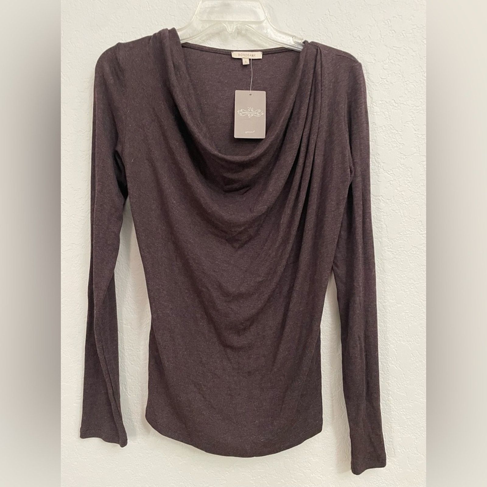 Anthropologie Anthropologie Bordeaux Brown Cowl Drape Sweater Small Petite Size S / US 4 / IT 40 - 1 Thumbnail