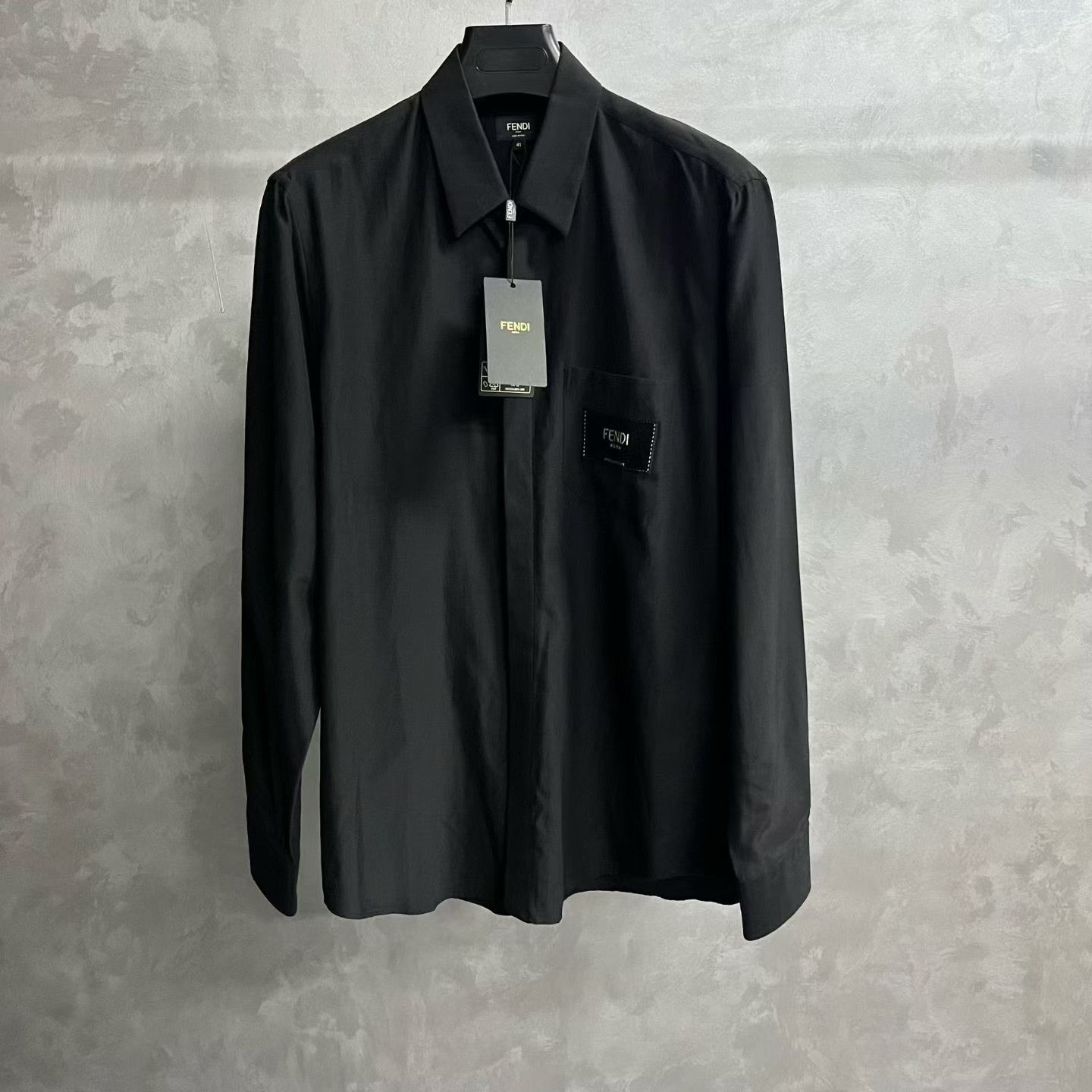 Fendi Fendi Black Letter Embroidery Long-Sleeve Shirt Size US M / EU 48-50 / 2 - 1 Thumbnail