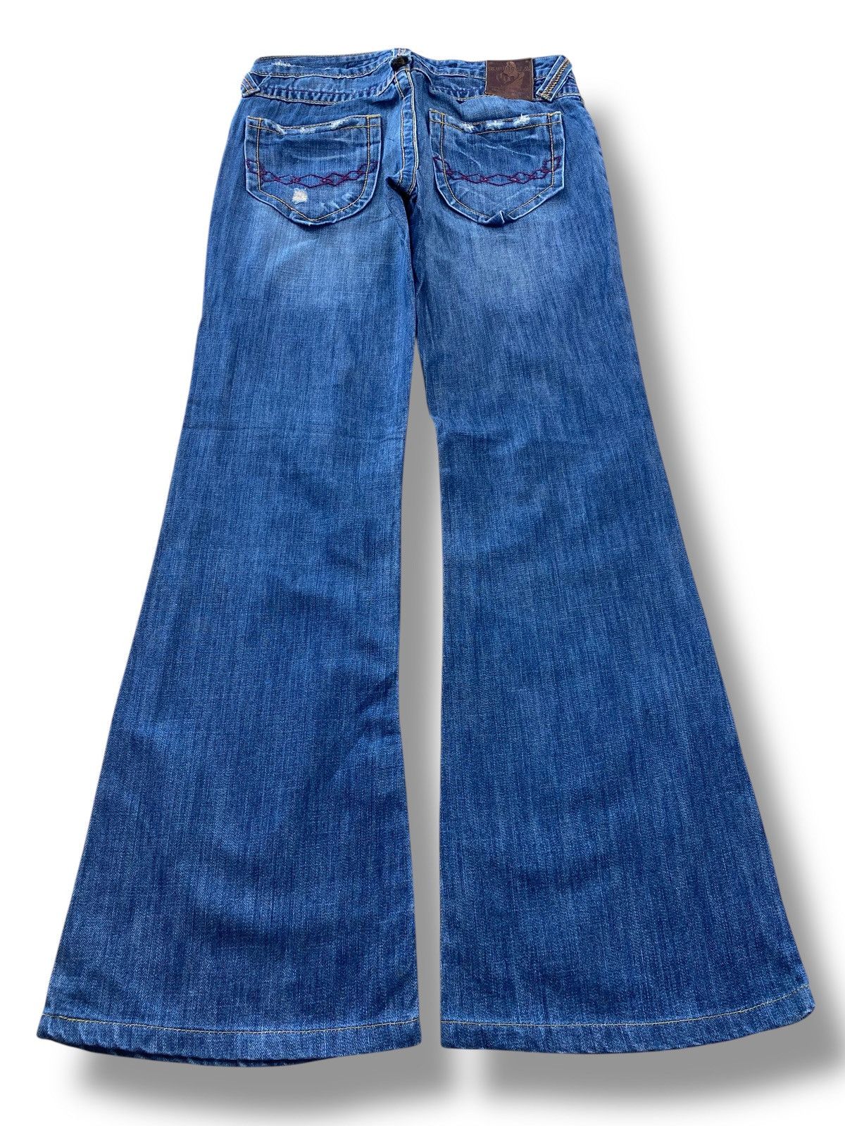 Japanese Brand Japanese Brand Blue Wash Ripped Style Flare Leg Jeans Size US 28 / EU 44 - 3 Thumbnail