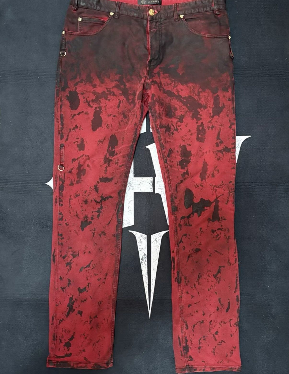 Versace Indie Sleaze Icon | Versace Coated Jeans Size US 35 - 1 Thumbnail
