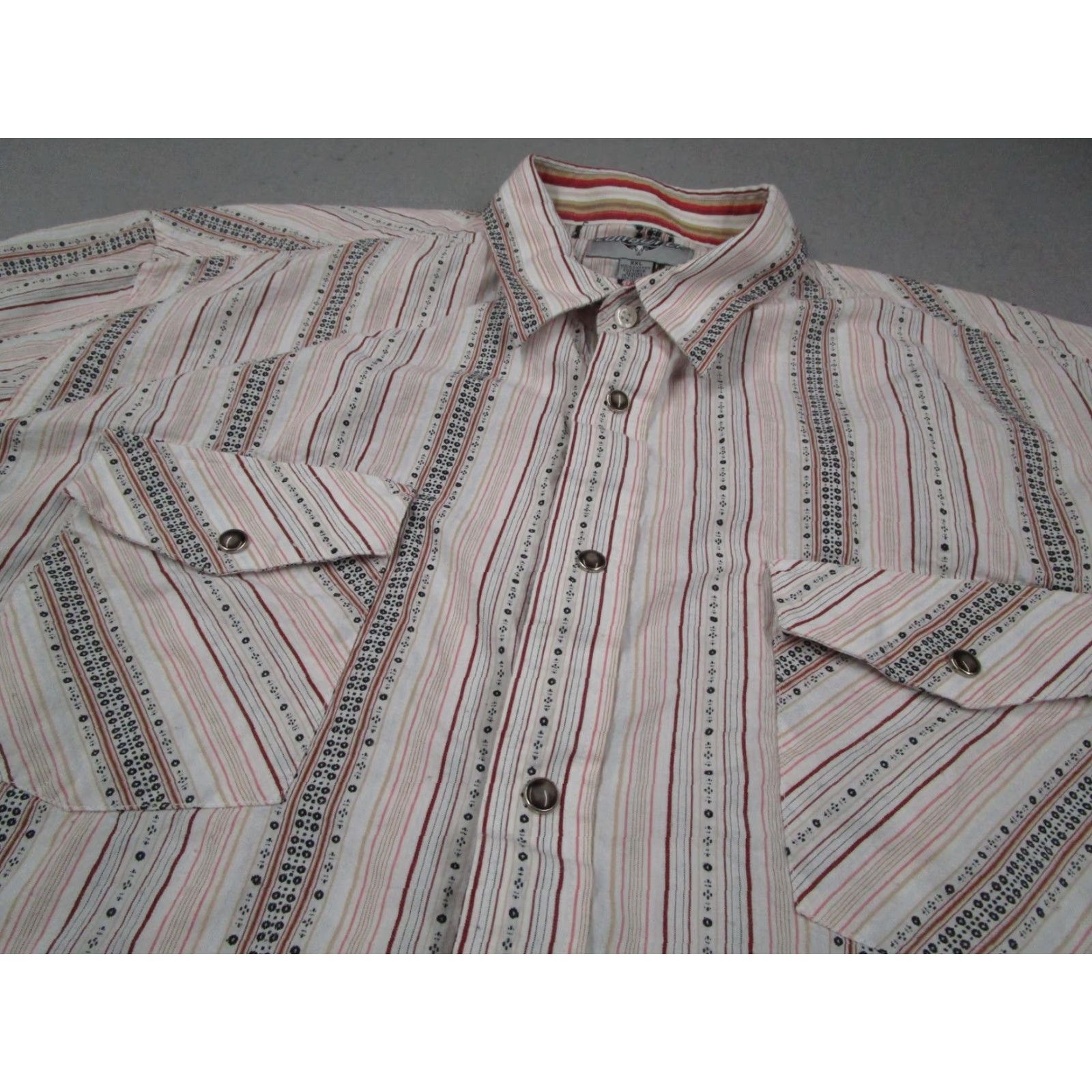 Vintage VINTAGE Cowboy Up Shirt Mens 2XL White/Red Striped Western Pearl Snap Long Sleeve Regular Adult XXL White Red Striped Pattern Western 90s Mens Size US XXL / EU 58 / 5 - 2 Thumbnail