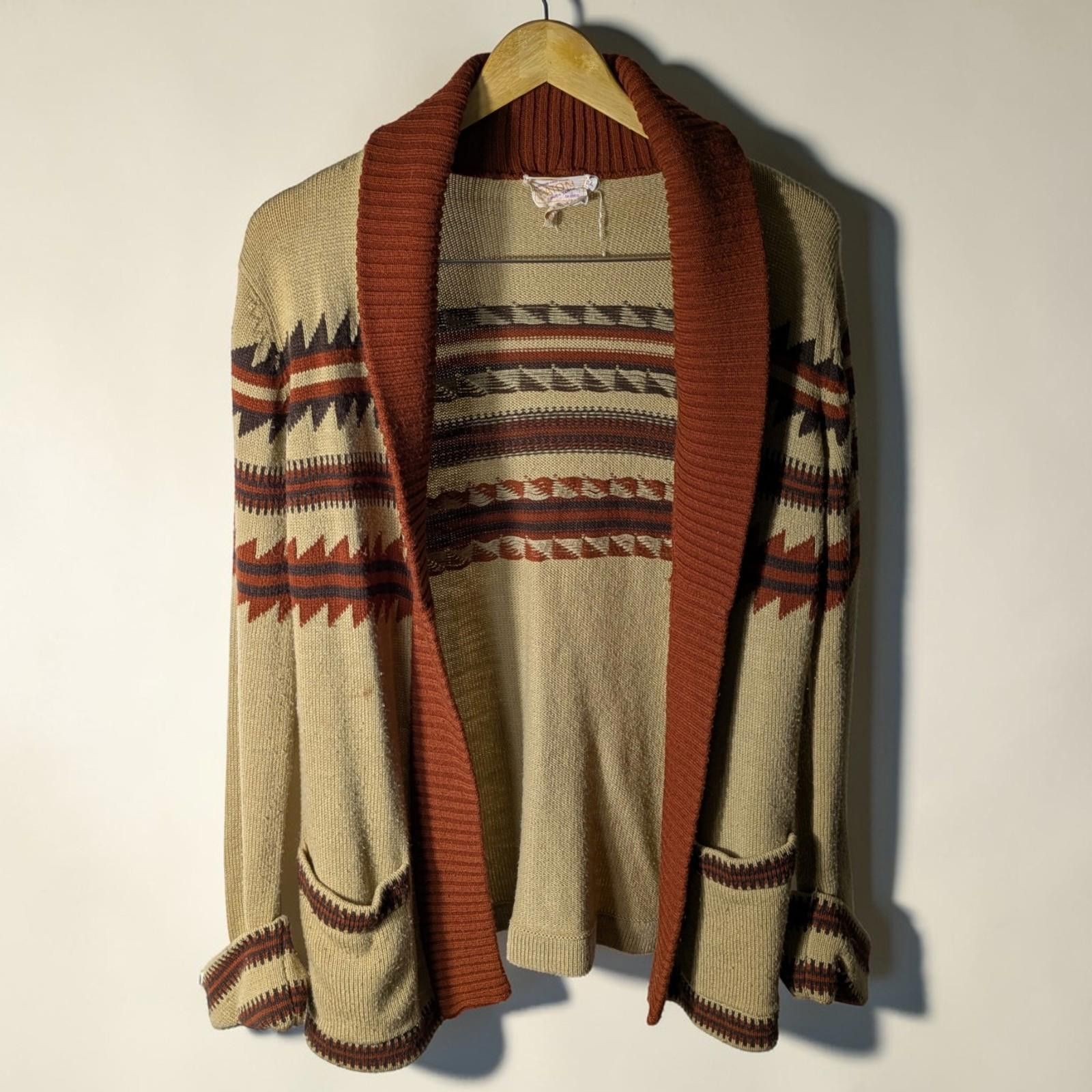 Eaton Eaton's L Vintage Shawl Collar Cardigan Southwestern Pattern Size L / US 10 / IT 46 - 2 Thumbnail
