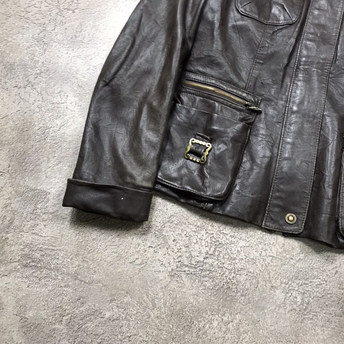 Vintage Vintage 90s Y2K Leather Jacket Workwear Streetwear Washed M Size M / US 6-8 / IT 42-44 - 4 Thumbnail