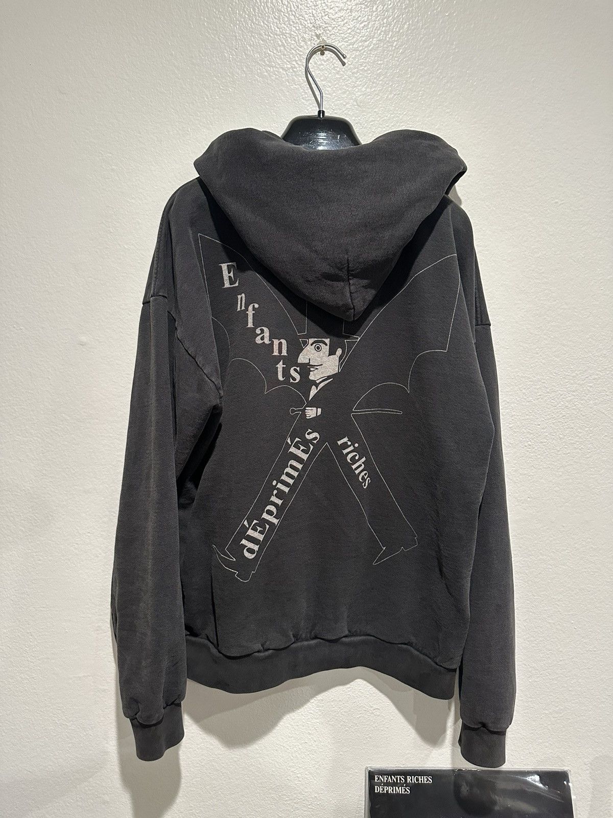 image of Enfants Riches Deprimes Erd Nouveau Graphic Faded Hoodie M in Grey, Men's (Size Large)