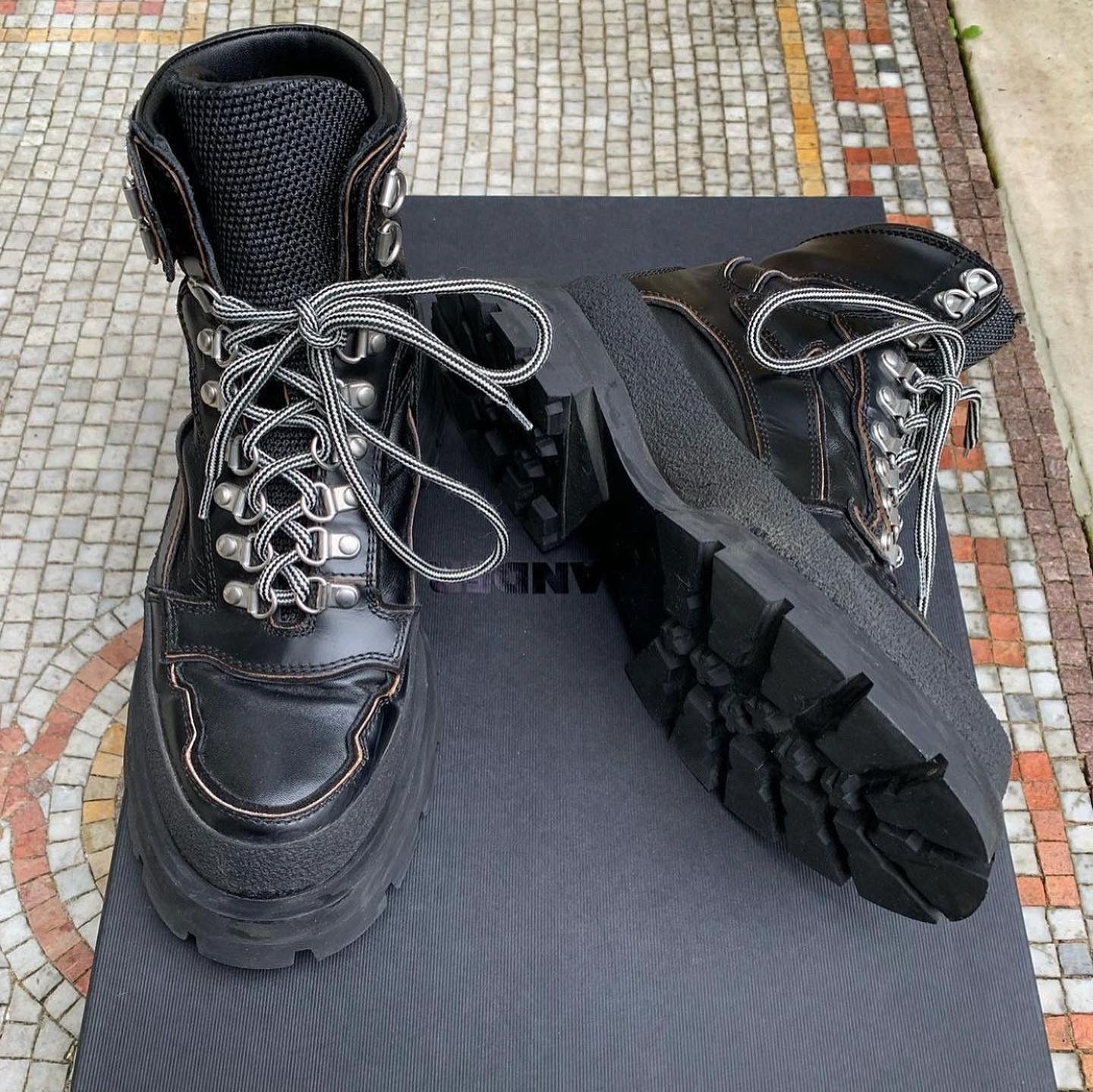 image of Jil Sander Fw21 Eyelet Hiking Boots in Black, Men's (Size 8)