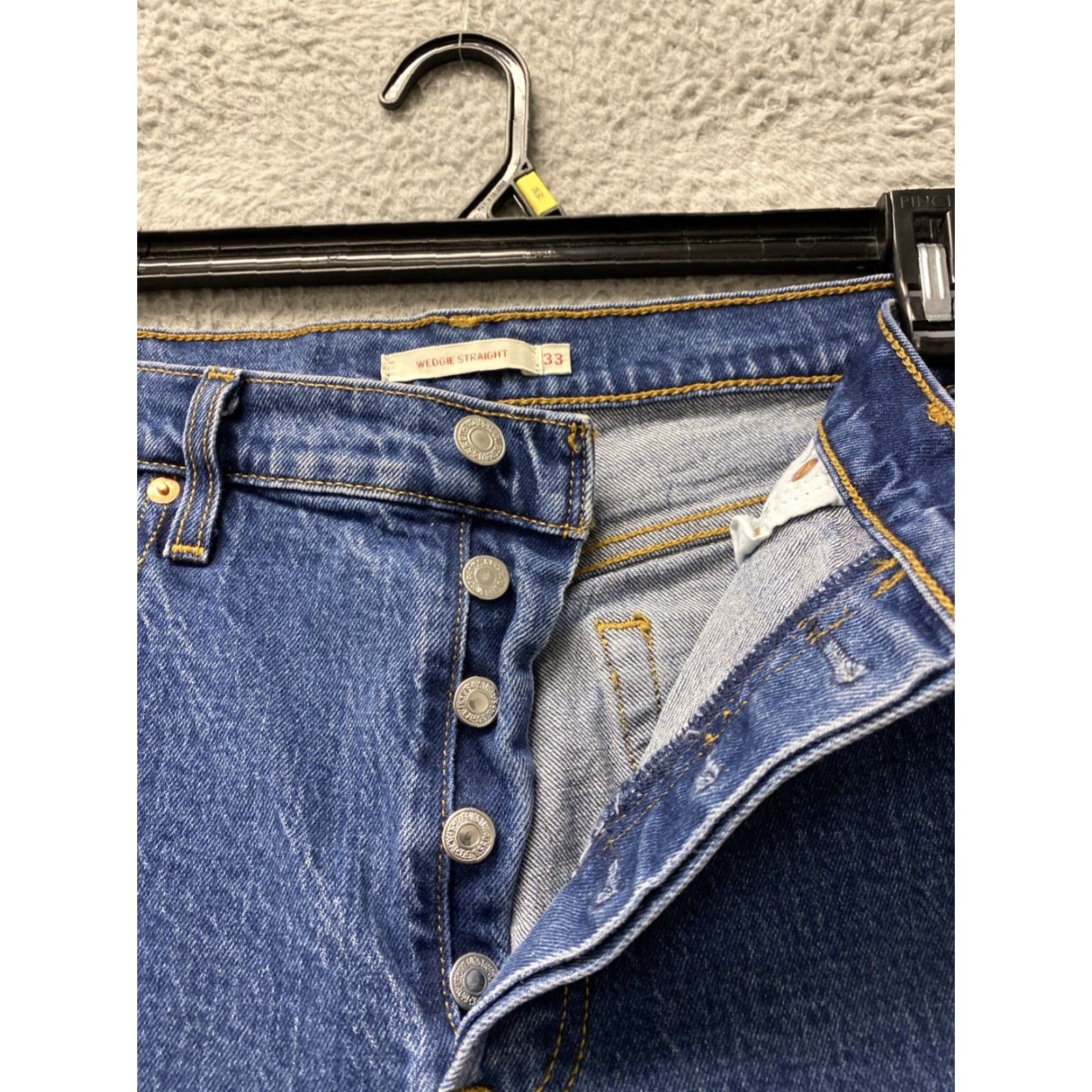 Levi's LEVI'S 502 Jeans Men’s 33x27 Blue Denim Raw Hem Big E 5-Pocket Regular Rise Mid Vintage: No (Note: Vintage field is No per specs) Size US 33 - 3 Thumbnail