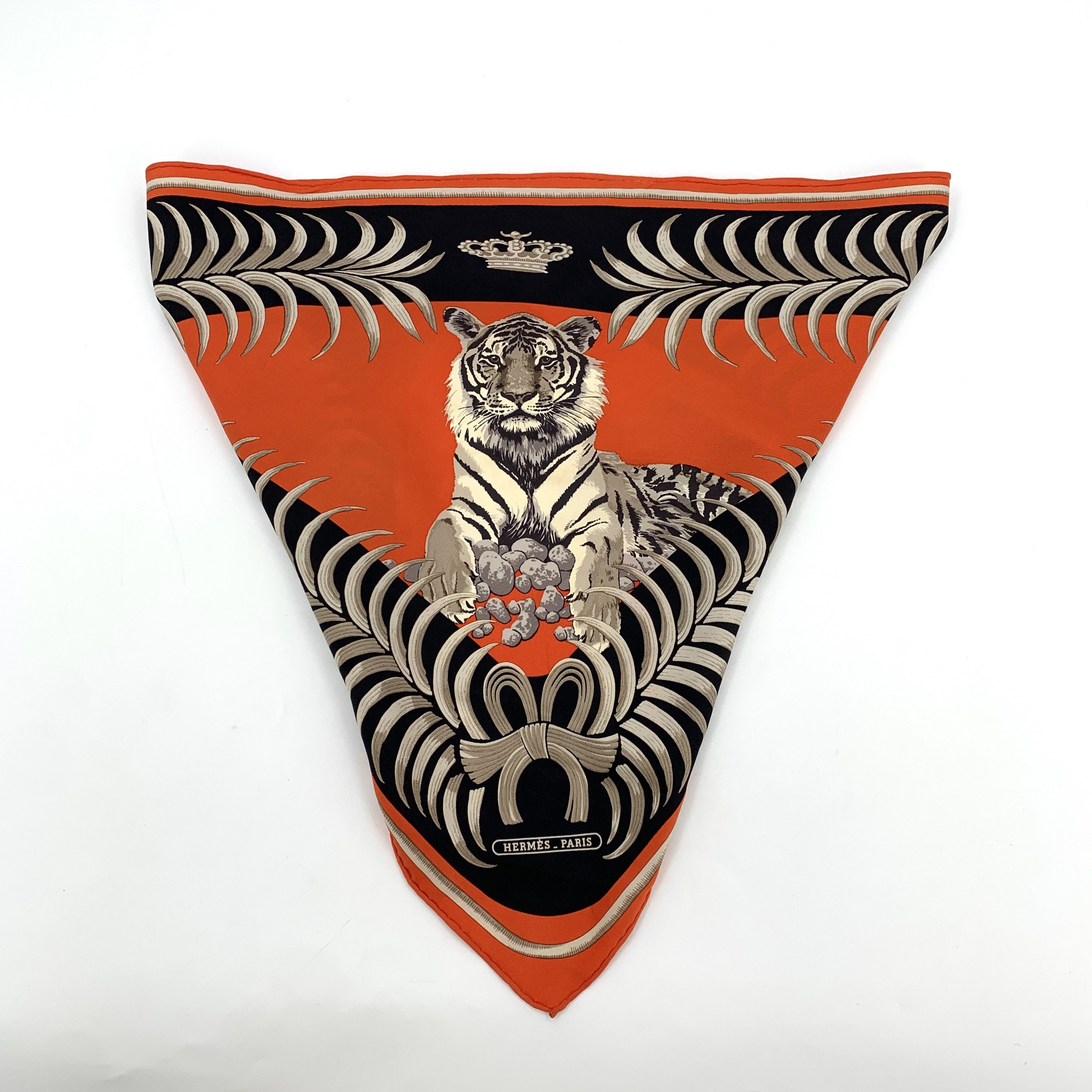 Hermes Hermès Colorblock Tiger & Palm Print Silk Scarf (111×43 cm) Size ONE SIZE - 1 Thumbnail