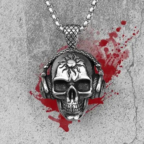 Sunflower Death Rock Headphone Skull Necklace Size ONE SIZE - 1 Thumbnail
