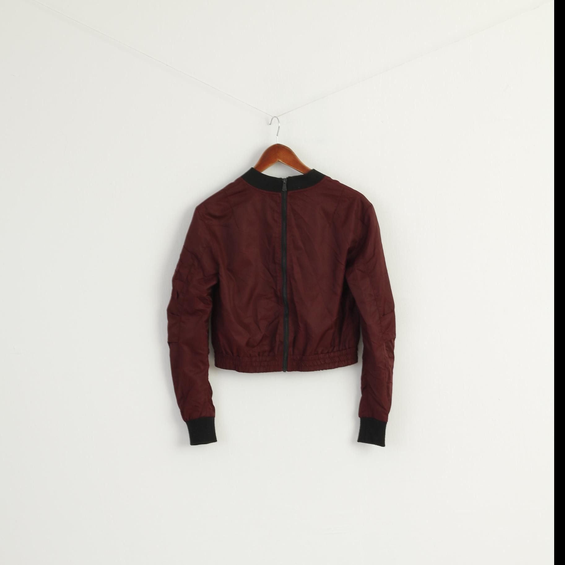Vintage Eksept Women XS Jacket Burgundy Zip Up Cropped 7979 Size XS / US 0-2 / IT 36-38 - 7 Thumbnail