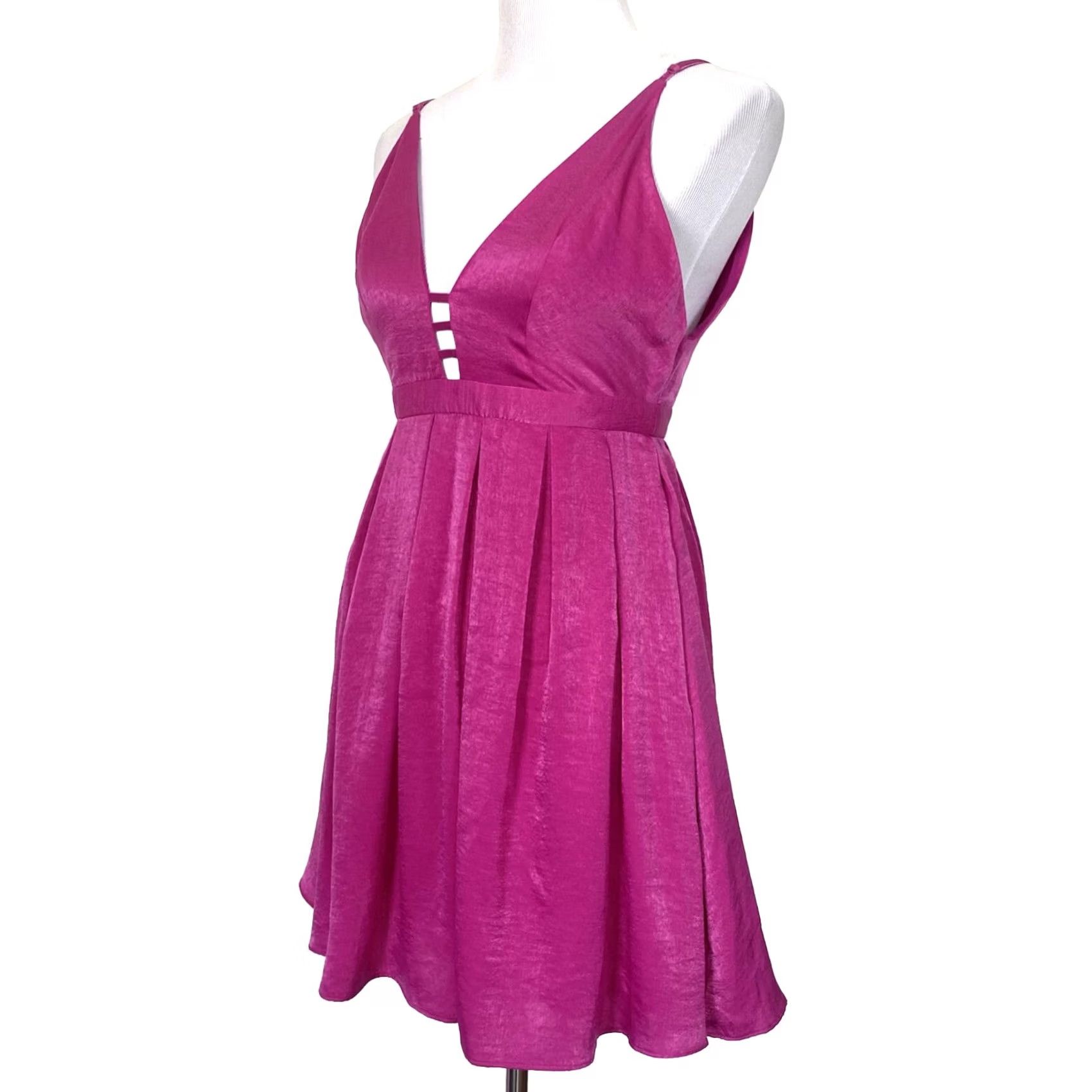 Free People Free People Dress Pink Fit Flare Mini Sleeveless Plunging Neckline Party All Night Size 0 Womens Summer Size XS / US 0-2 / IT 36-38 - 3 Thumbnail