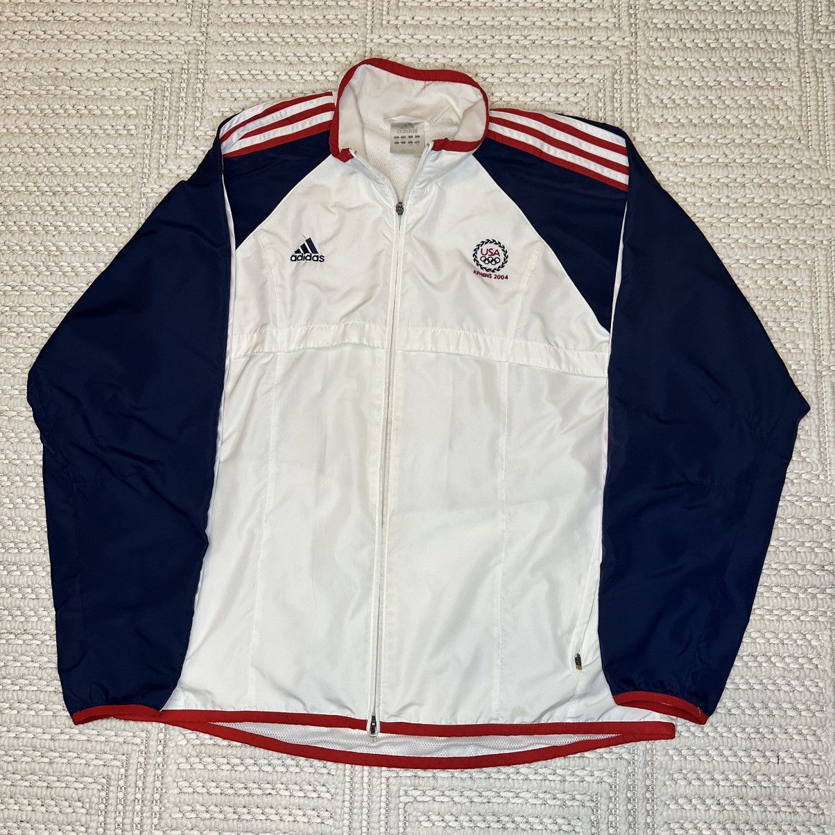 Adidas Rare 2004 Athens USA Windbreaker Jacket Size Large Size US L / EU 52-54 / 3 - 1 Thumbnail