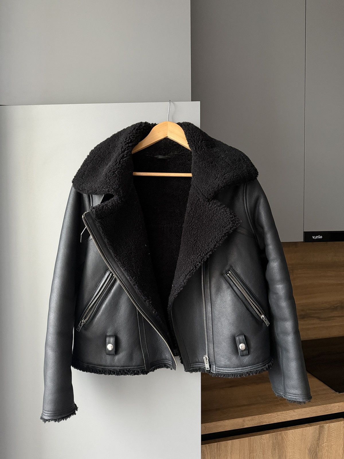 Iro IRO Paris Biker Black Oversized Shearling Jacket Size S / US 4 / IT 40 - 2 Thumbnail