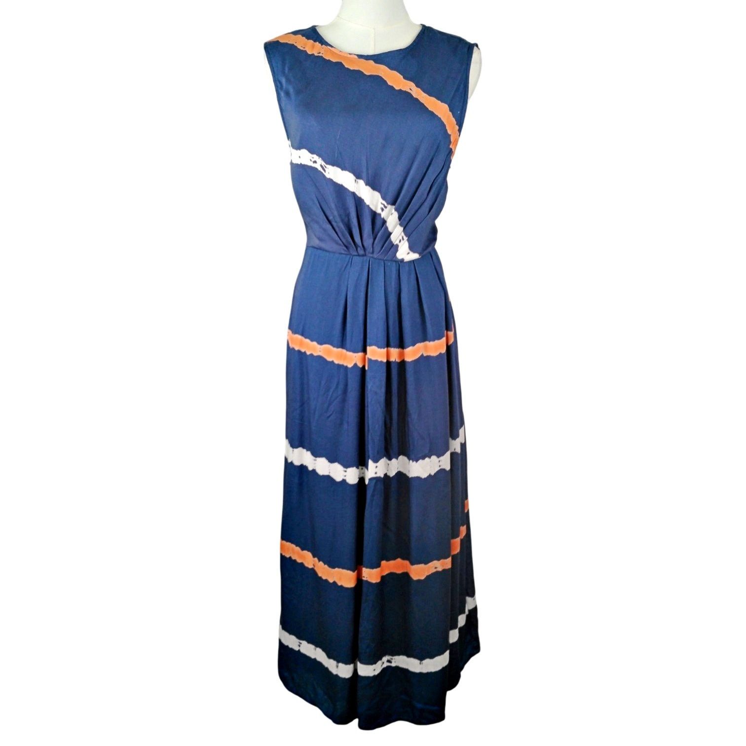 Anthropologie Atsu Anthropologie Ocean Blue Tie Dye Faux Wrap Midi Dress Size M / US 6-8 / IT 42-44 - 2 Thumbnail