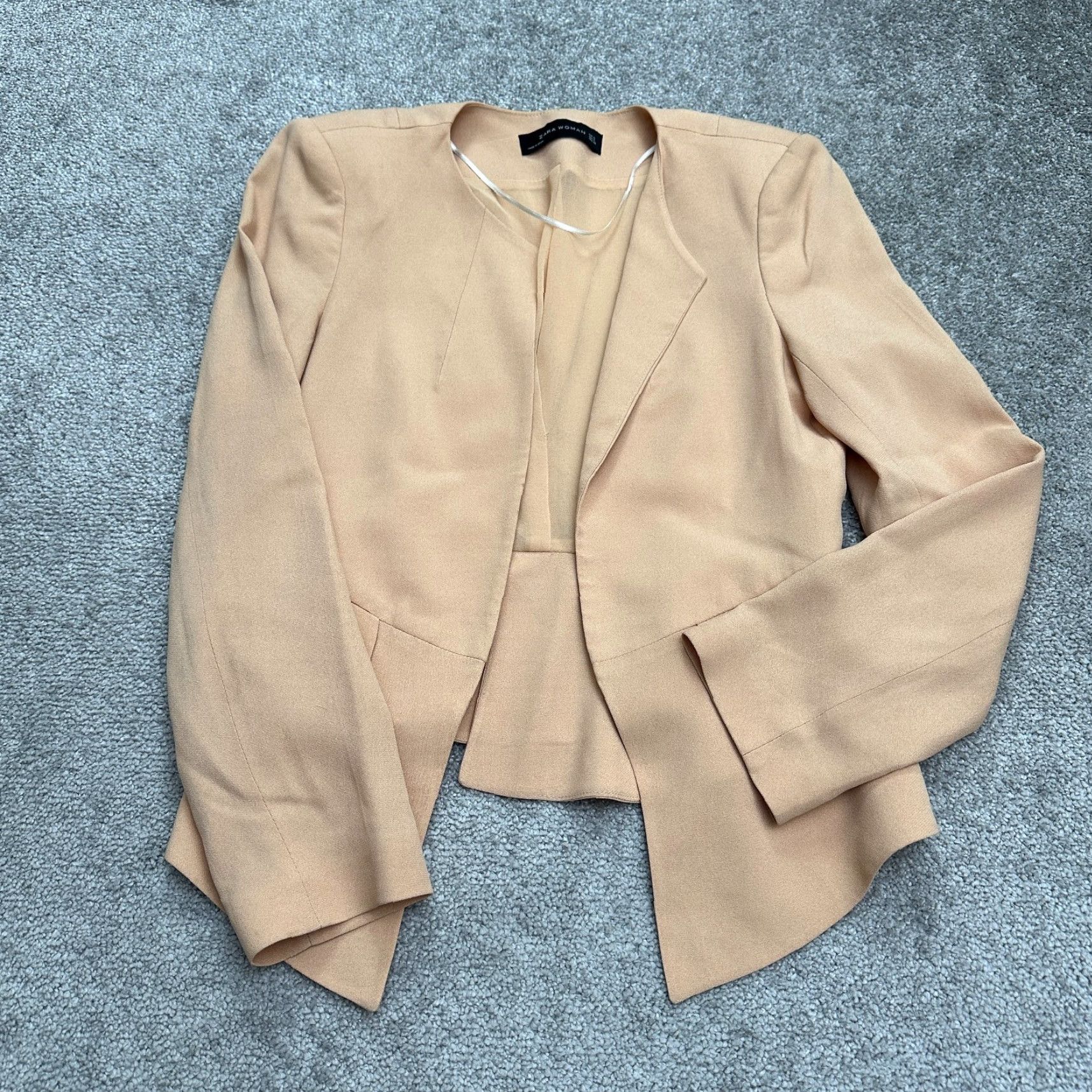 Zara Zara Blazer Coat Jacket Womens S Peach Lined Lightweight Workwear Summer Spring Fall All Seasons Regular Long Sleeve Orange Size S / US 4 / IT 40 - 2 Thumbnail