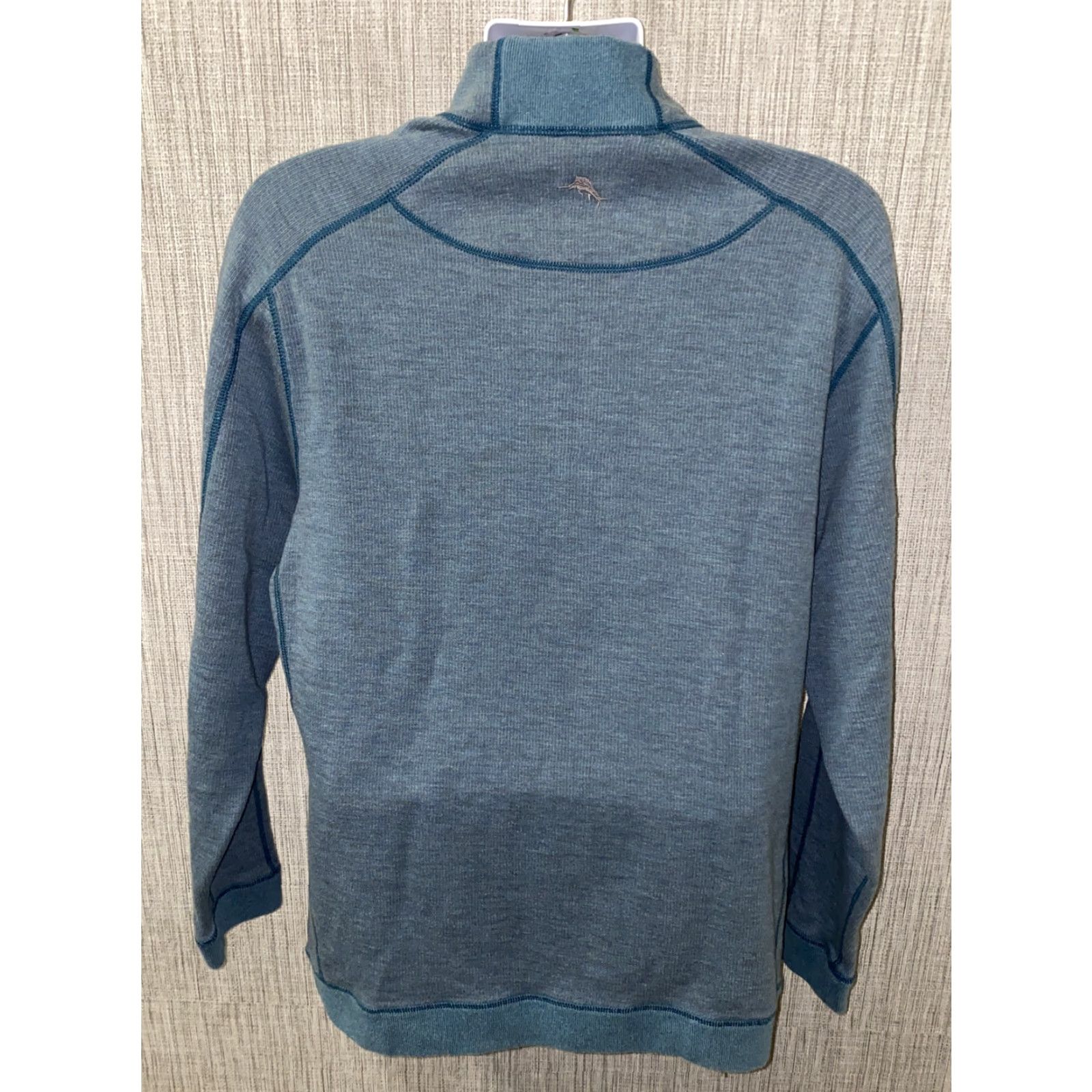 Tommy Bahama Tommy Bahama Mens Blue 1/2 Zip Pullover Reversible Sweater Jacket L Pullover Mens Blue 24 In Armpit Cotton/Tencel Size US L / EU 52-54 / 3 - 5 Thumbnail