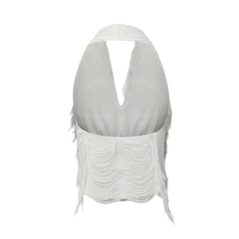 Other White Distressed Halter Cami Top Asymmetrical Mini Skirt Set Size 30" / US 8 / IT 44 - 4 Thumbnail