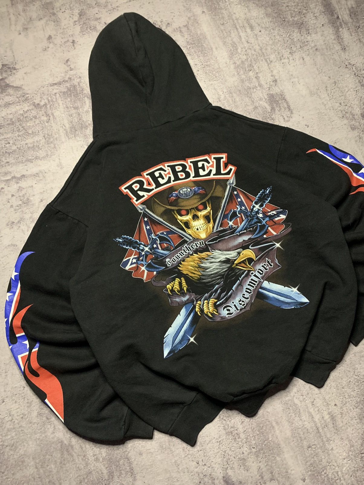 Band Tees Confederate Flag Hoodie “Rebel Southern Discomfort” Size US XL / EU 56 / 4 - 5 Thumbnail