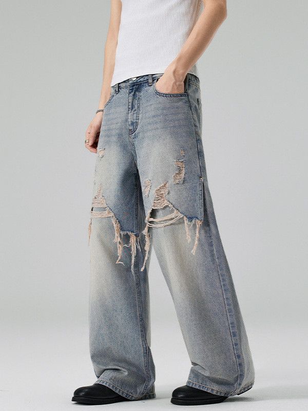 Vintage American street straight leg wide-leg loose ripped jeans Size US 32 / EU 48 - 4 Thumbnail