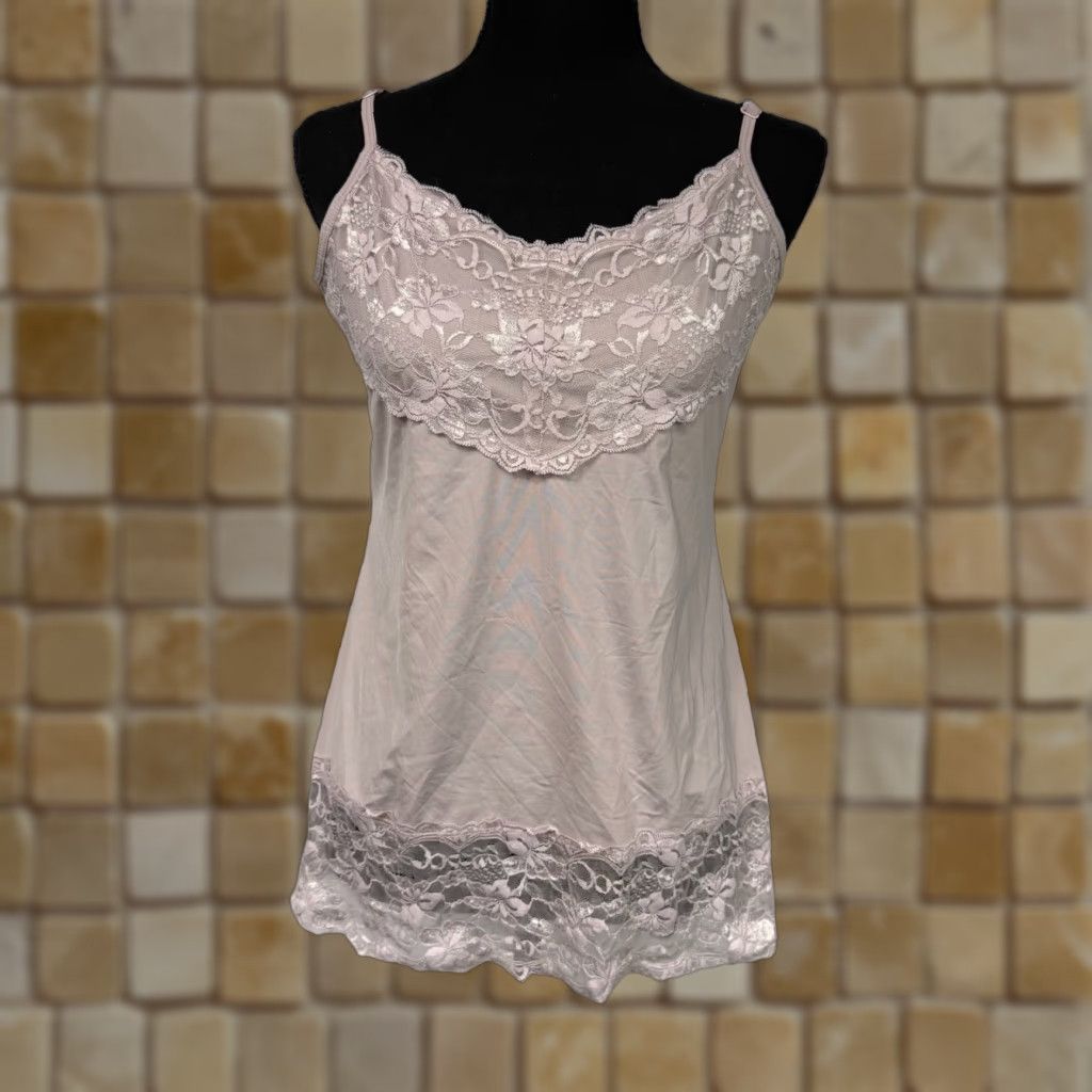 Vintage VINTAGE Studio Y cami Camisole Tank Lace Trim Lavender Purple Stretch Large L Women's Tank Camisole Lace Size ONE SIZE - 1 Thumbnail