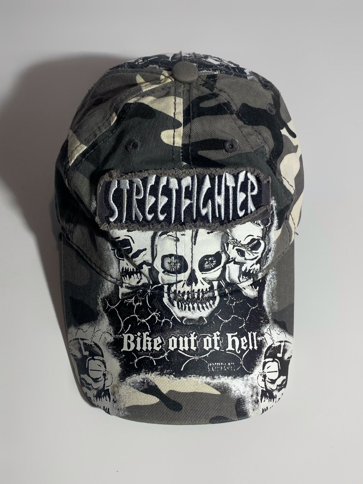 Hysteric Glamour Street Fighter Camo Skull Distressed Cap Harley Davidson Size ONE SIZE - 10 Thumbnail