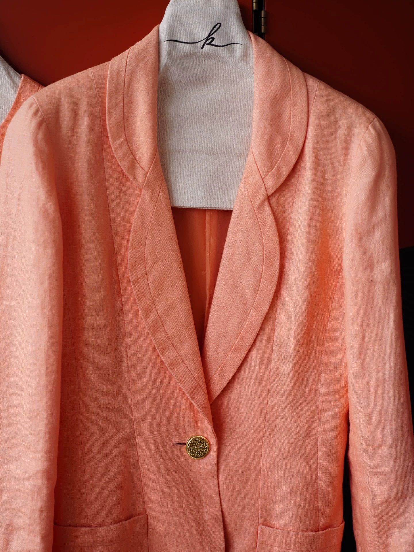 Chanel Chanel Vintage Peach Linen Suit Dress Set FR38 (M) Size S / US 4 / IT 40 - 3 Thumbnail
