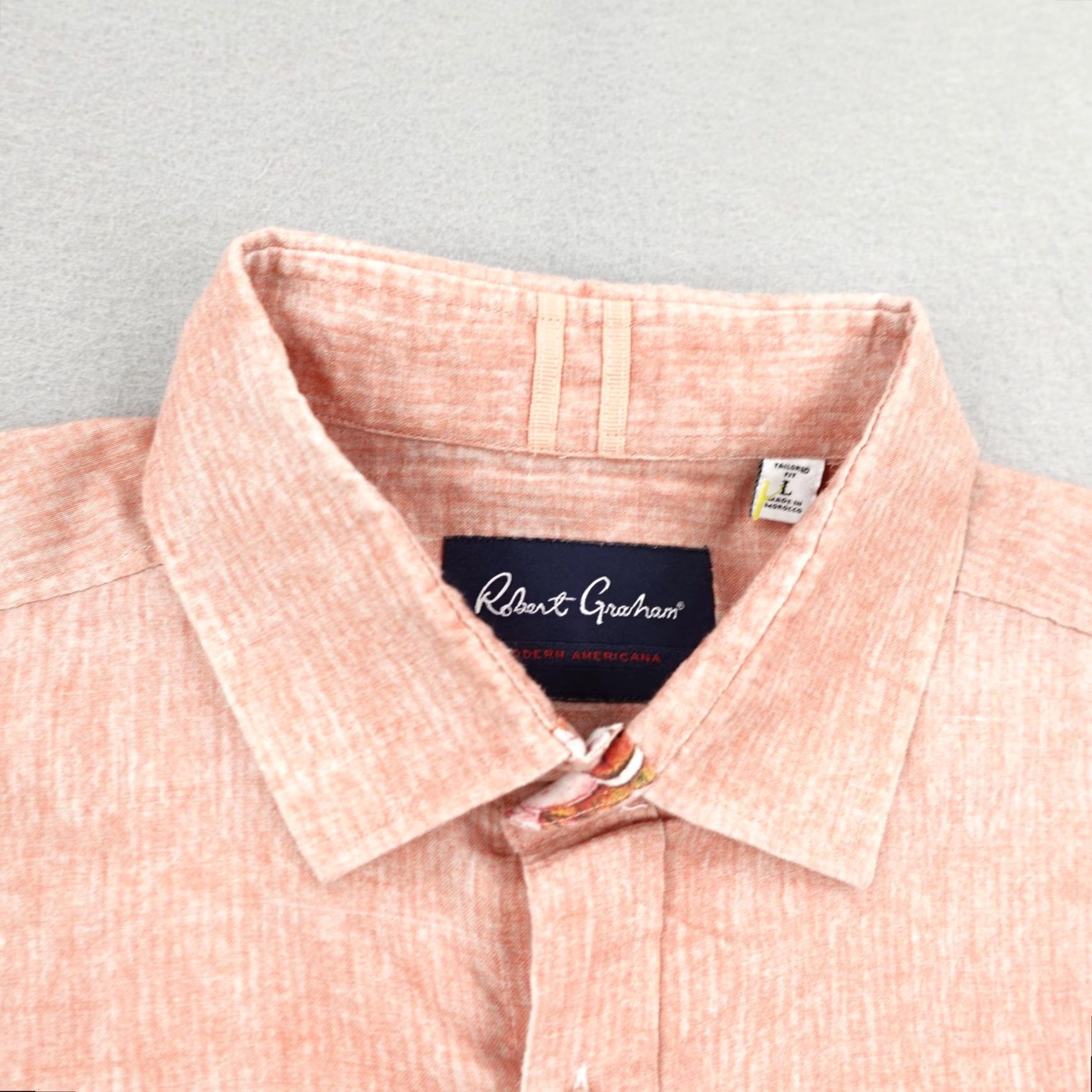 Robert Graham Robert Graham Shirt Mens Large Salmon Pink Linen Blend Tailored Fit Button Up Size US L / EU 52-54 / 3 - 2 Thumbnail