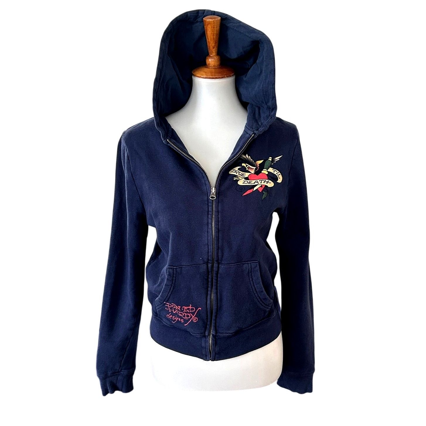 Ed Hardy Ed Hardy Christian Audigier Vintage Navy Zip Hoodie Graphic Size XS / US 0-2 / IT 36-38 - 9 Thumbnail
