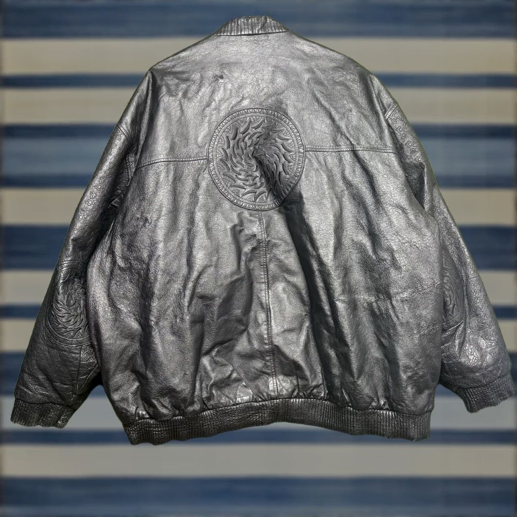 Vintage Vilanto Leather Jacket Mens 6XL Black Embossed Full Zip Up Riding Grunge y2k 90s Jacket Mens 6XL Black Leather Size US XXL / EU 58 / 5 - 1 Thumbnail