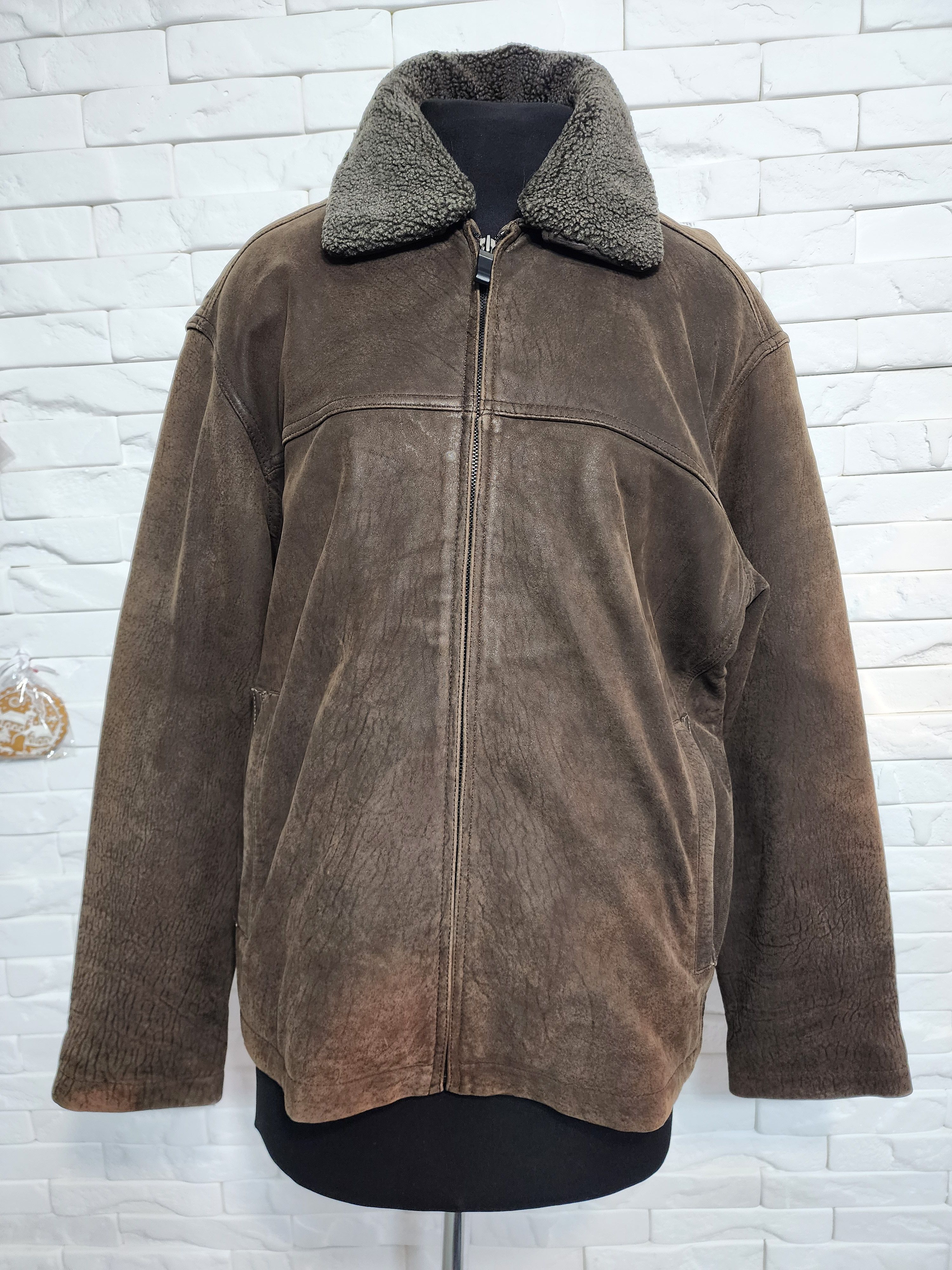 Uniqlo Brown Genuine Leather Jacket: Men's Metal Zipper Jacket Size US L / EU 52-54 / 3 - 1 Thumbnail