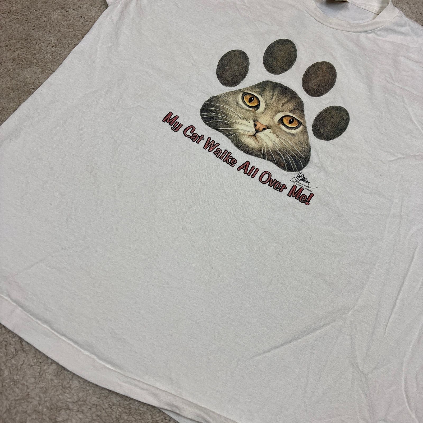 Vintage Vintage My Cat Walks All Over Me Shirt Mens 2XL Bob Harrison Size US XXL / EU 58 / 5 - 10 Thumbnail