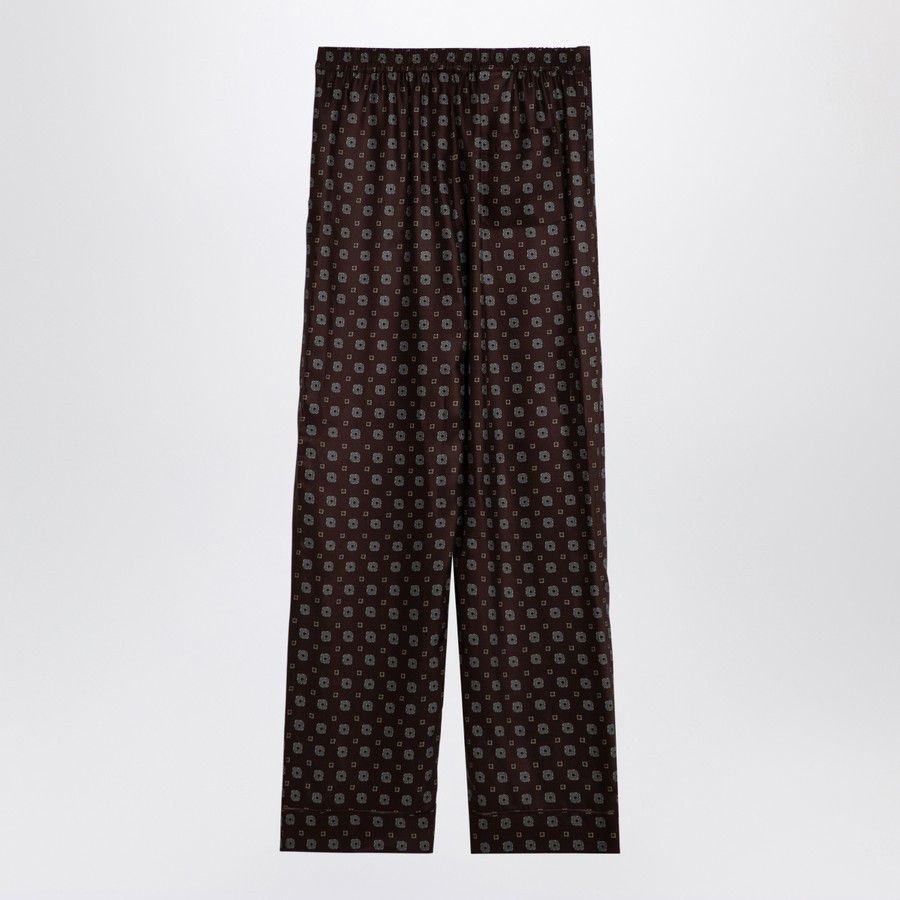 Moschino o1d2blof0924 Silk Print Trouser in Brown Size 27" / US 4 / IT 40 - 2 Thumbnail