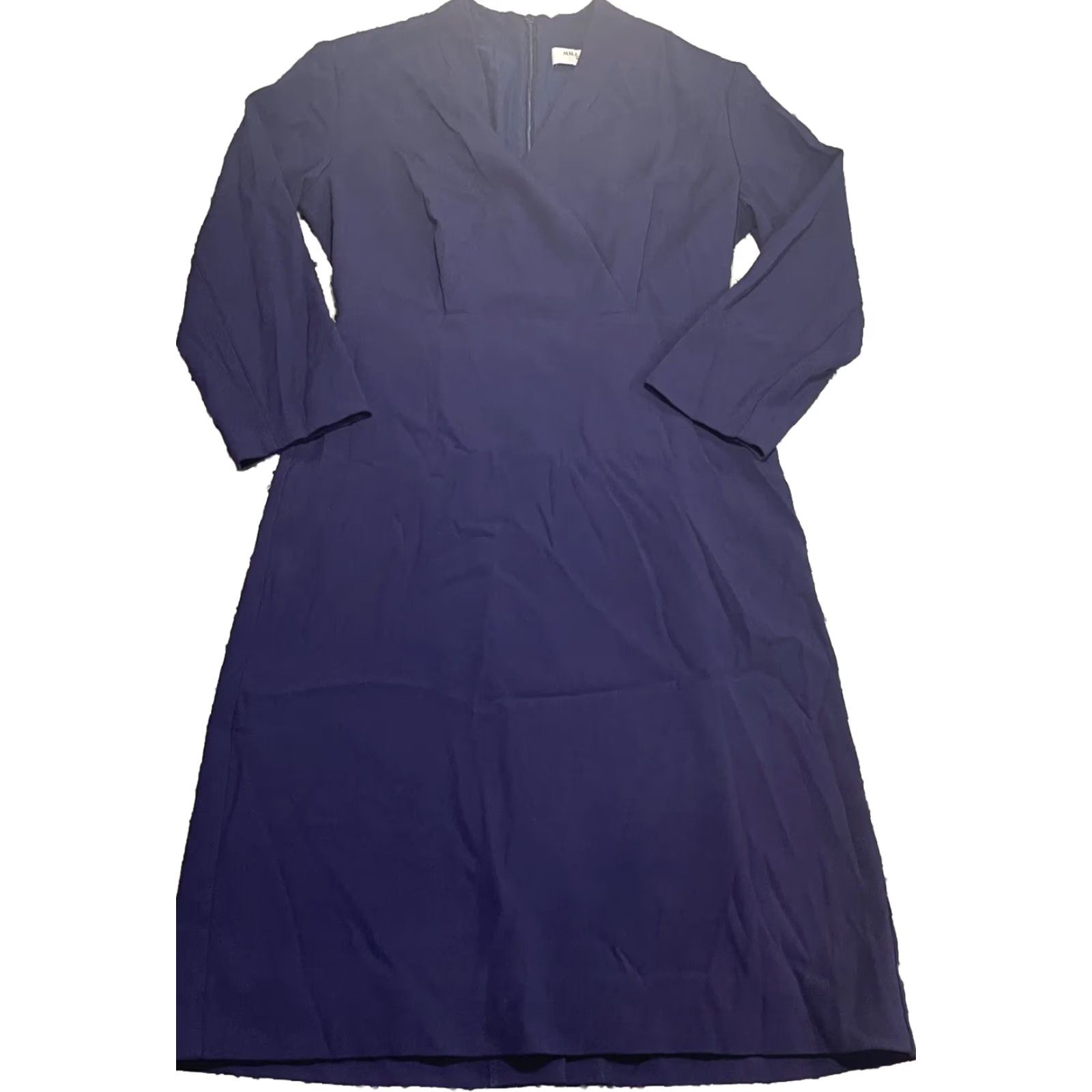 M.M.LaFleur MM Lafleur Niko 2.0 Career Dress Wrap Dress Blue 4 Women Knee Length Lined 3/4 Sleeve Office Classic Designer Minimalist Business Casual Indigo Size S / US 4 / IT 40 - 2 Thumbnail