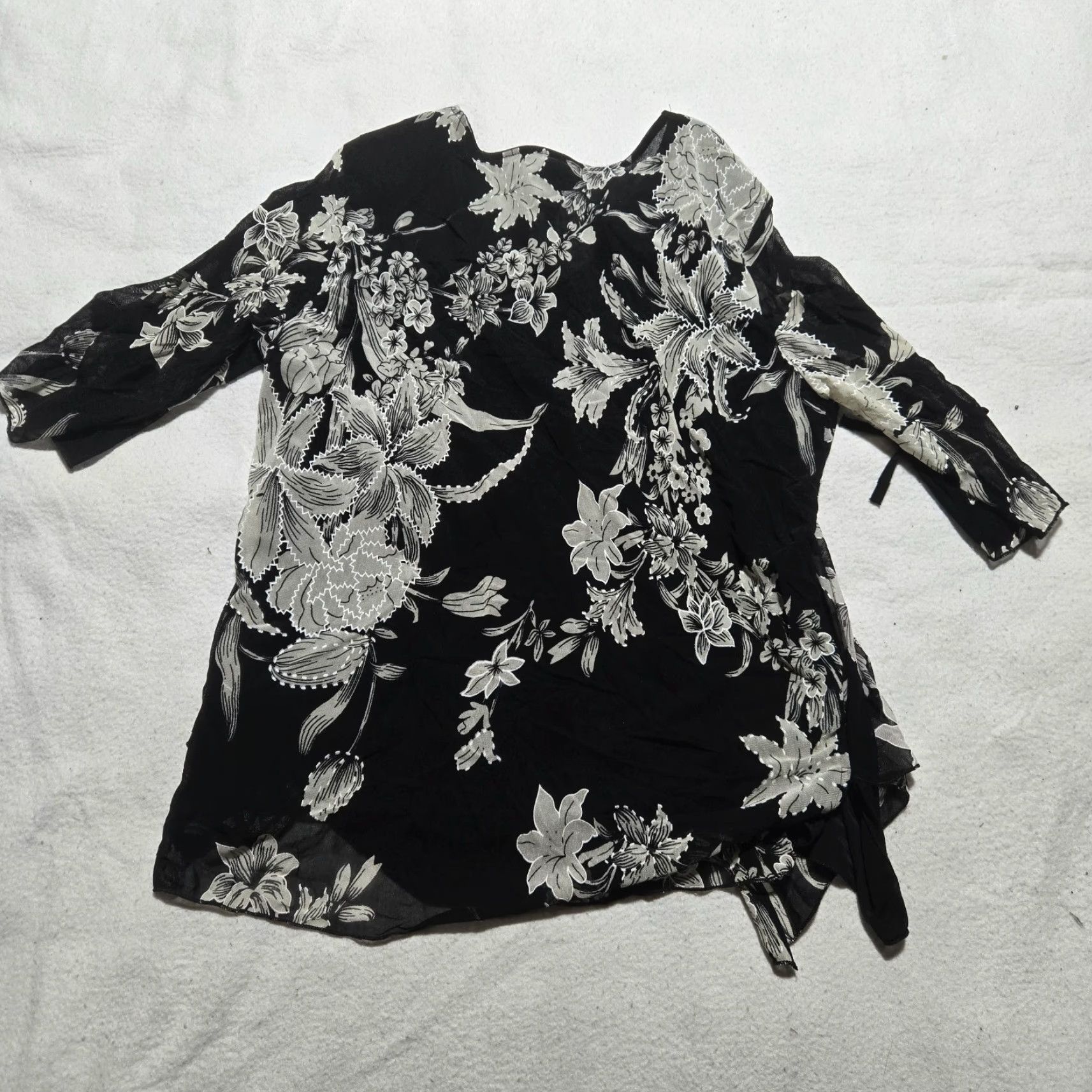 Vintage Appointments Shirt 2XL Black Floral 3/4 Sleeve Blouse Womens Size XXL / US 16-18 / IT 52-54 - 8 Thumbnail