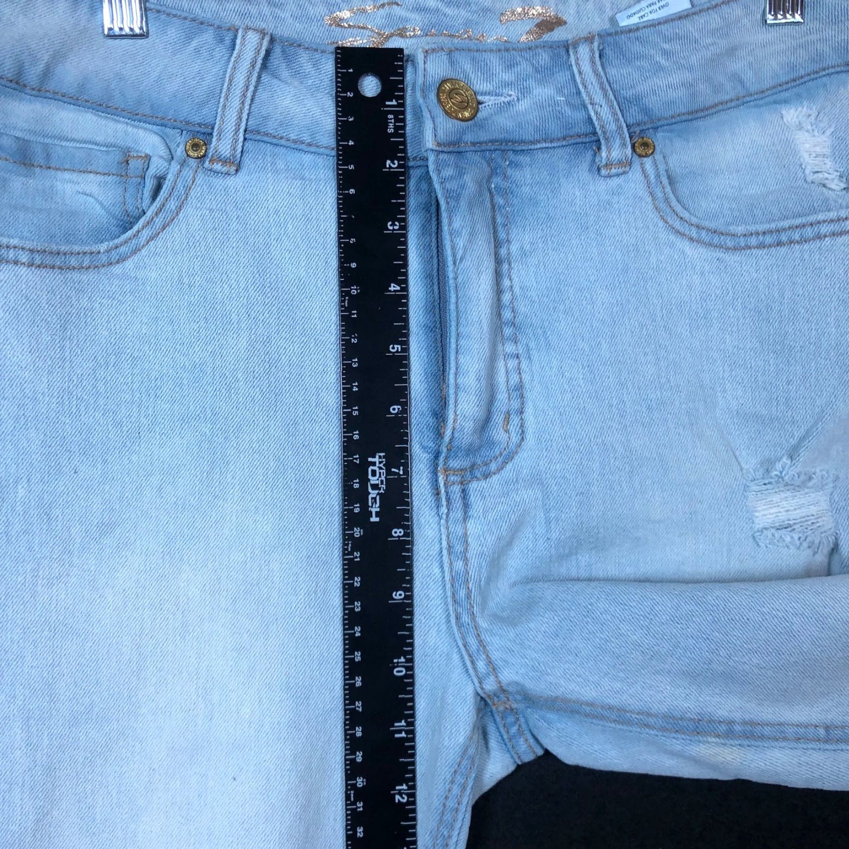 Vintage Seven7 Womens Jeans Blue Denim Distressed Weekend Slim Fit Raw Hems Stretch 8 Size 30" / US 8 / IT 44 - 7 Thumbnail