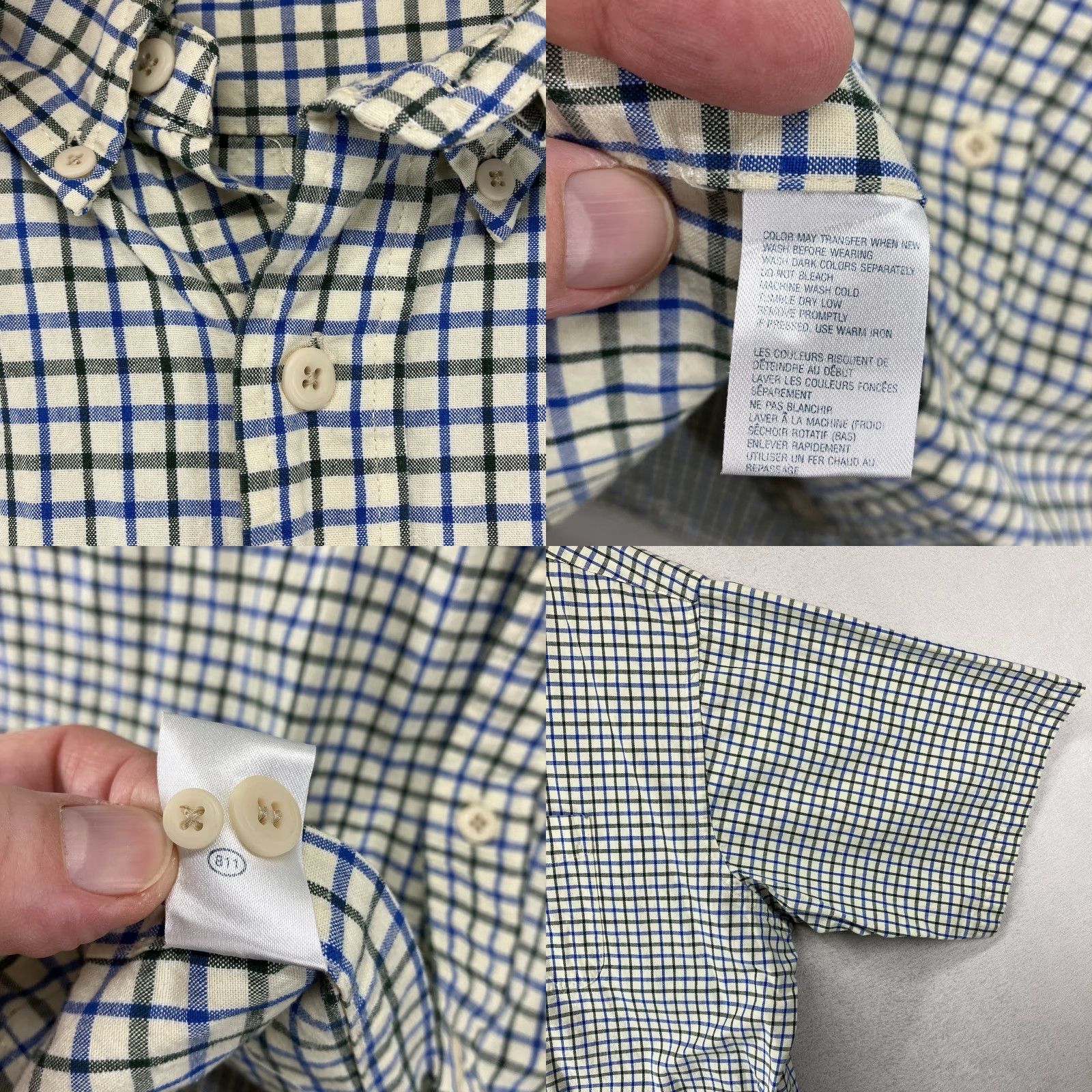 Arrow VINTAGE Arrow Button-Up Shirt 3XLT TALL Cotton Beige Blue Green Check Oxford Short Sleeve Classic 90s Mens Shirt Size US XXL / EU 58 / 5 - 8 Thumbnail