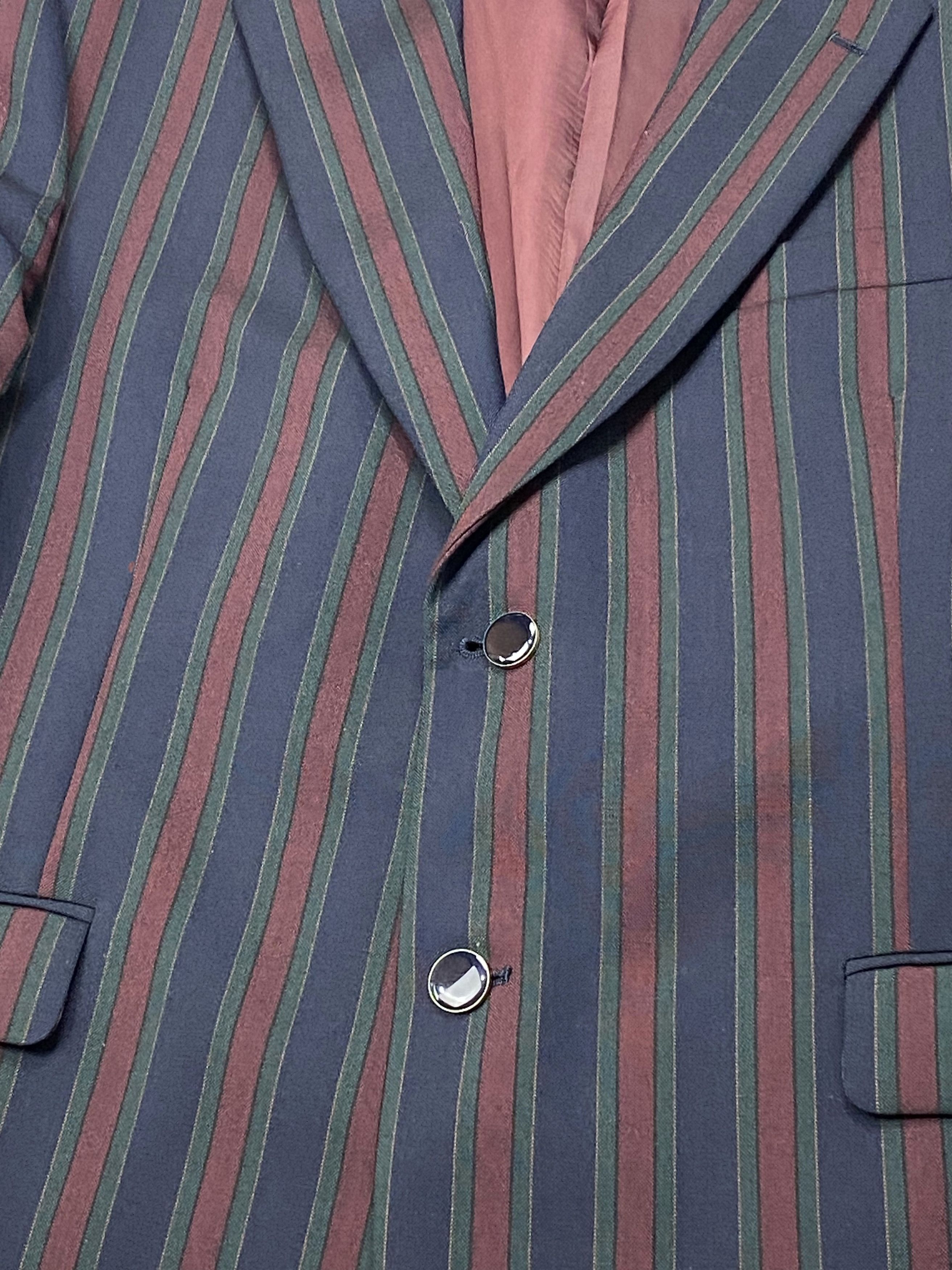Other Vintage Brook Taverner Striped Luxury Blazer M572 Size 46S - 5 Thumbnail