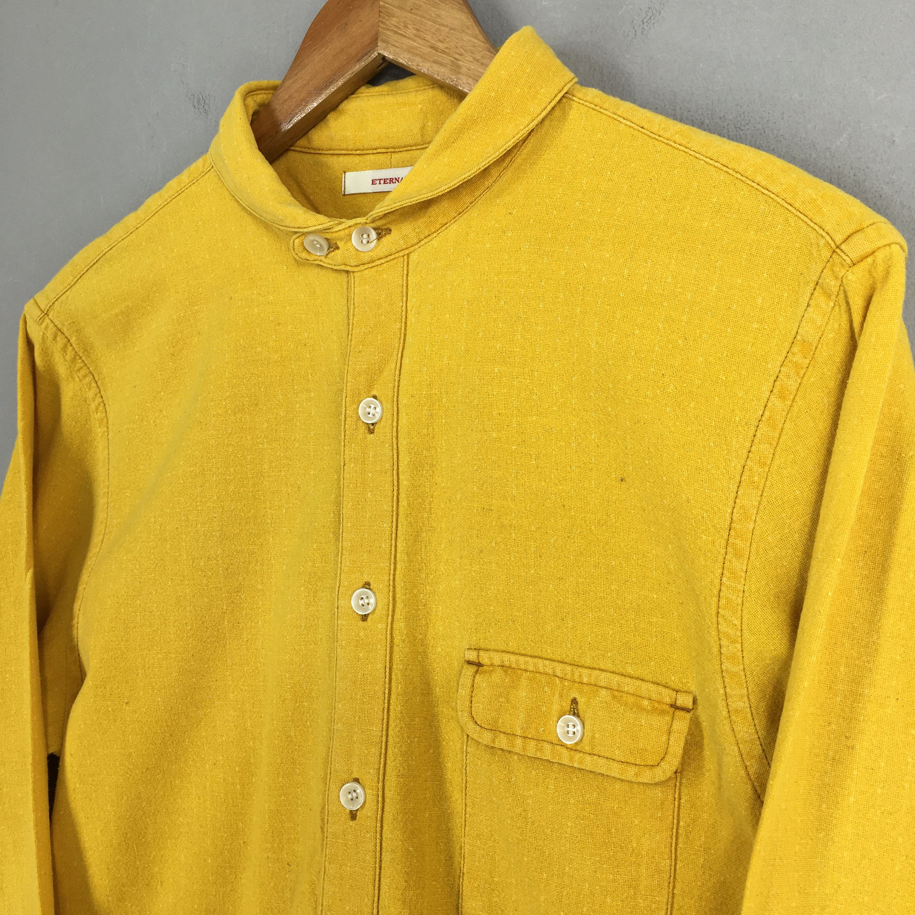 Eternal × Japanese Brand × Vintage Eternal Plain Flannel Yellow Shawl Collar Shirt Large Size US L / EU 52-54 / 3 - 3 Thumbnail