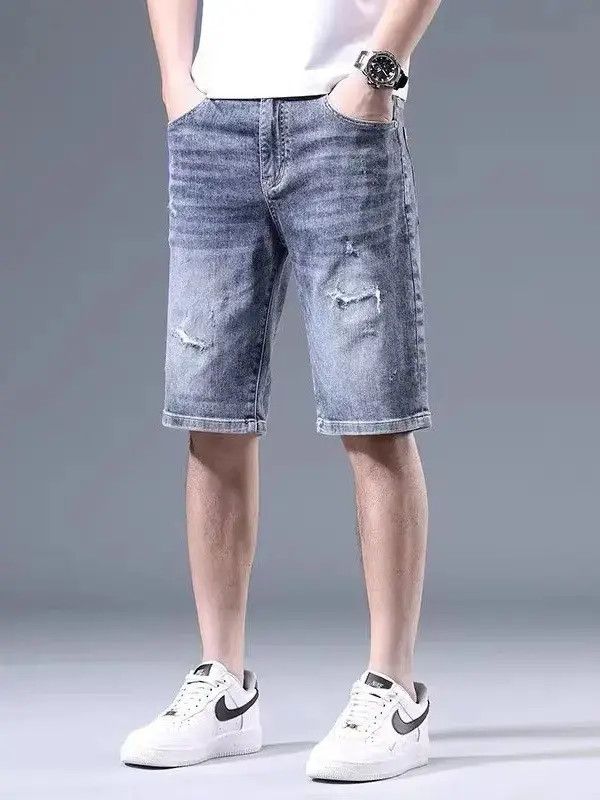 Japanese Brand Retro ripped straight leg denim shorts Size US 32 / EU 48 - 6 Thumbnail
