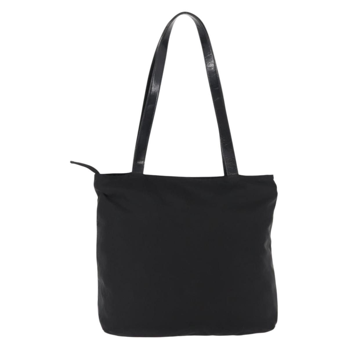 CELINE Tote Bag Nylon Enamel Black Gold