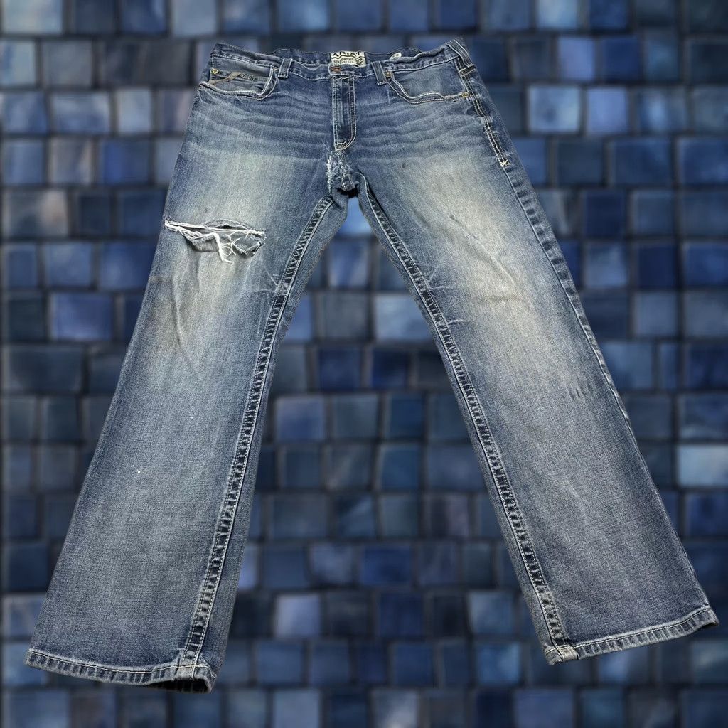 Ariat Ariat M5 Straight Fit Jeans Mens 38x32 Blue Denim Distressed Stretch Western Pockets Logo M5 Straight Fit Straight Leg Rodeo Anticipated Size US 38 / EU 54 - 1 Thumbnail
