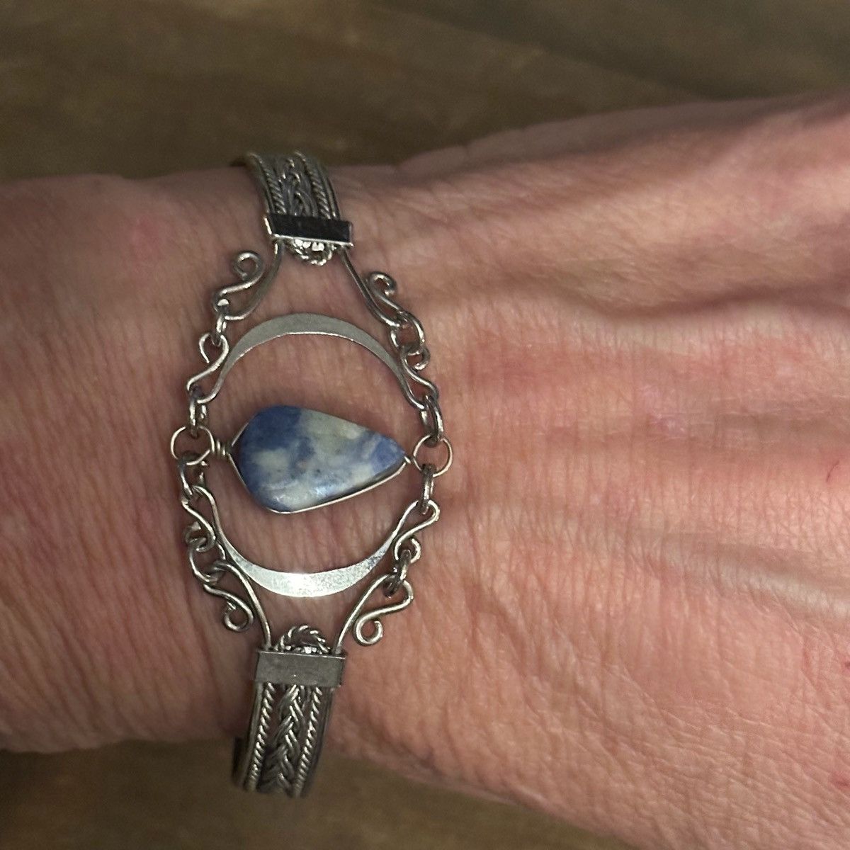 Vintage Vintage silver Sodalite stone filigree bracelet Size ONE SIZE - 6 Thumbnail