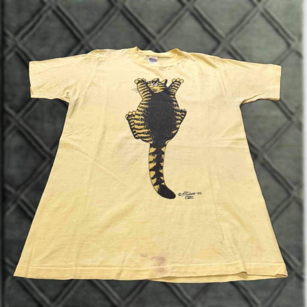 Vintage VINTAGE Crazy Shirt Hawaii Kliban Cat Shirt 70s Rare Yellow Cotton Medium Unisex Short Sleeve Graphic Tee Hawaii 1970s Mens Womens Boys Girls Sediment Size US L / EU 52-54 / 3 - 1 Thumbnail