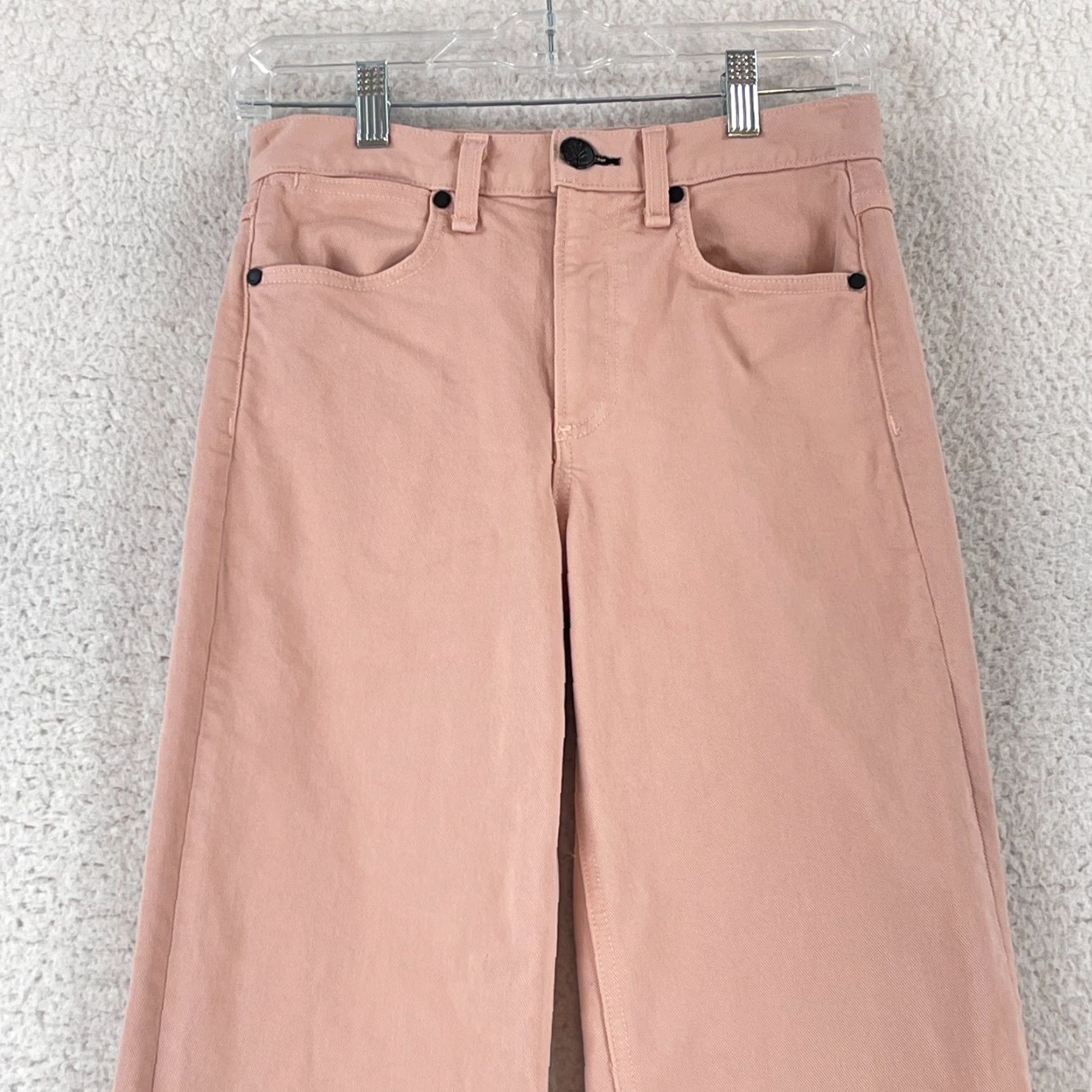 Rag & Bone rag & bone Justine Jeans Womens Pink Wide-Leg High-Rise Ankle Crop Size 25 Denim Cotton Spandex Regular 5-Pocket 26in Inseam Size 42" / US 20 - 2 Thumbnail