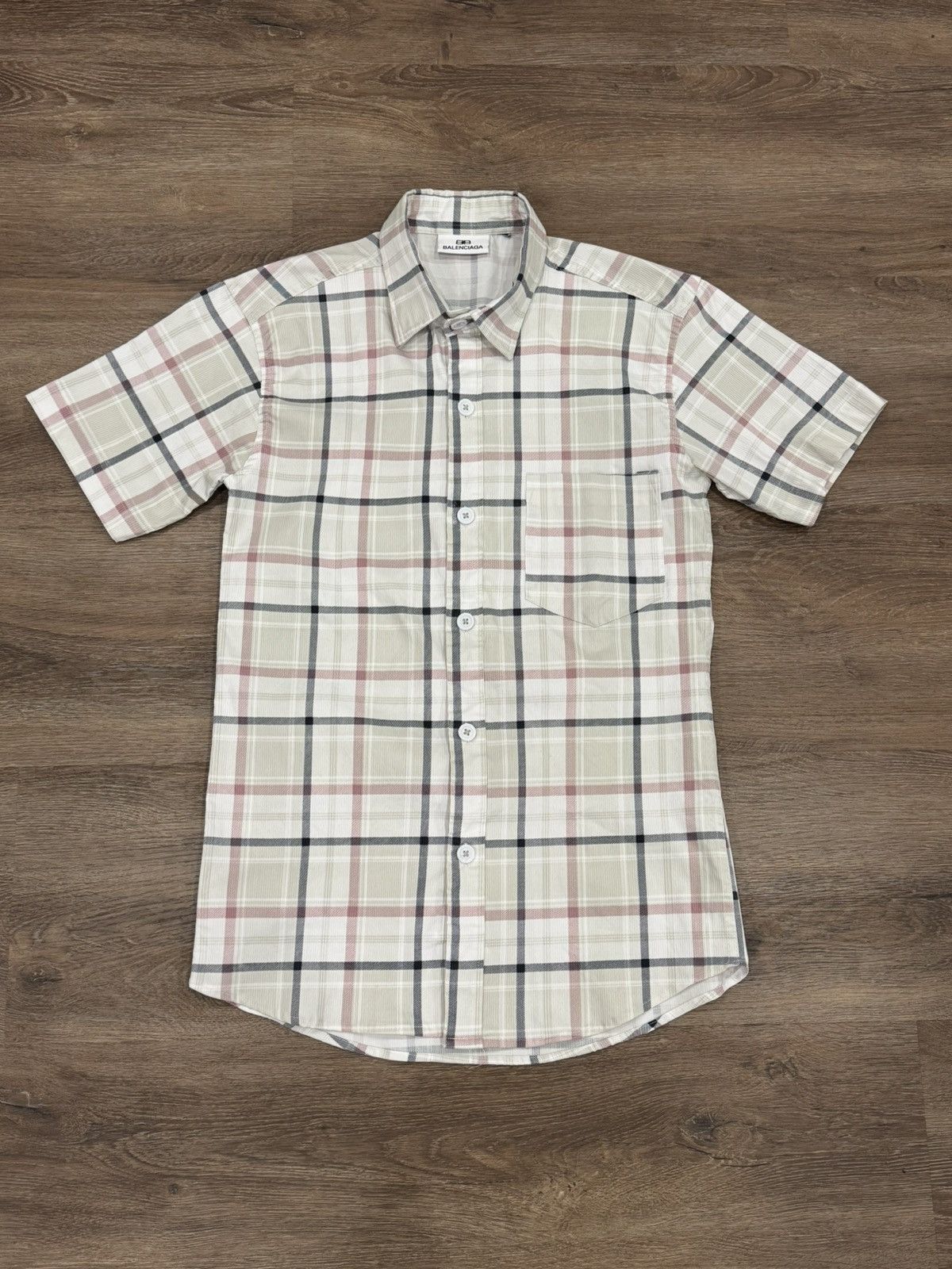 Balenciaga Balenciaga Short Sleeve Plaid Button-Down Shirt Size US S / EU 44-46 / 1 - 1 Thumbnail