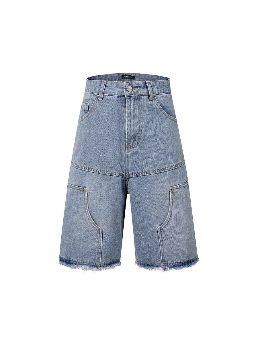 Street baggy retro lumberjack denim shorts